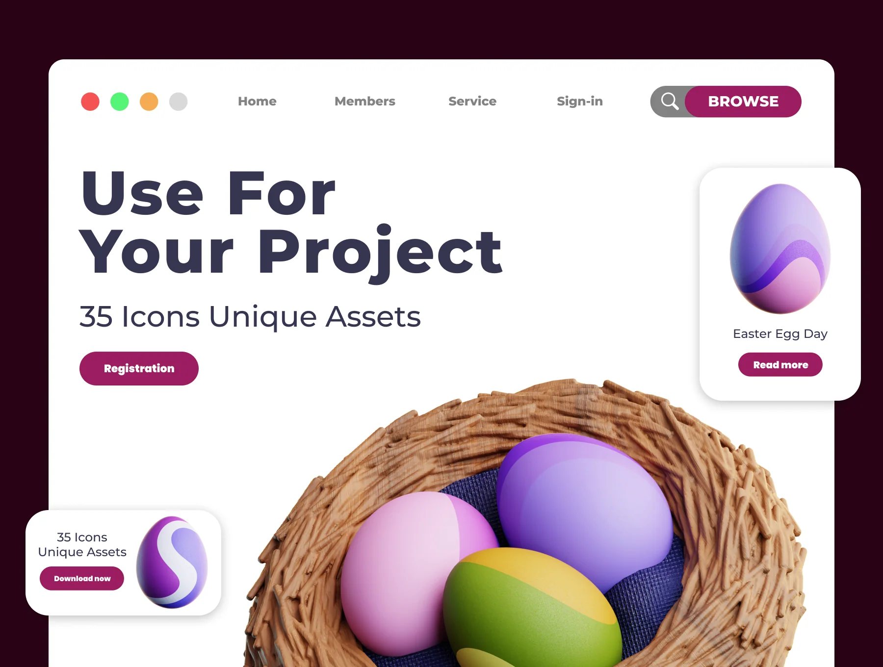 Easter Egg Day 3D Illustration Pack 4