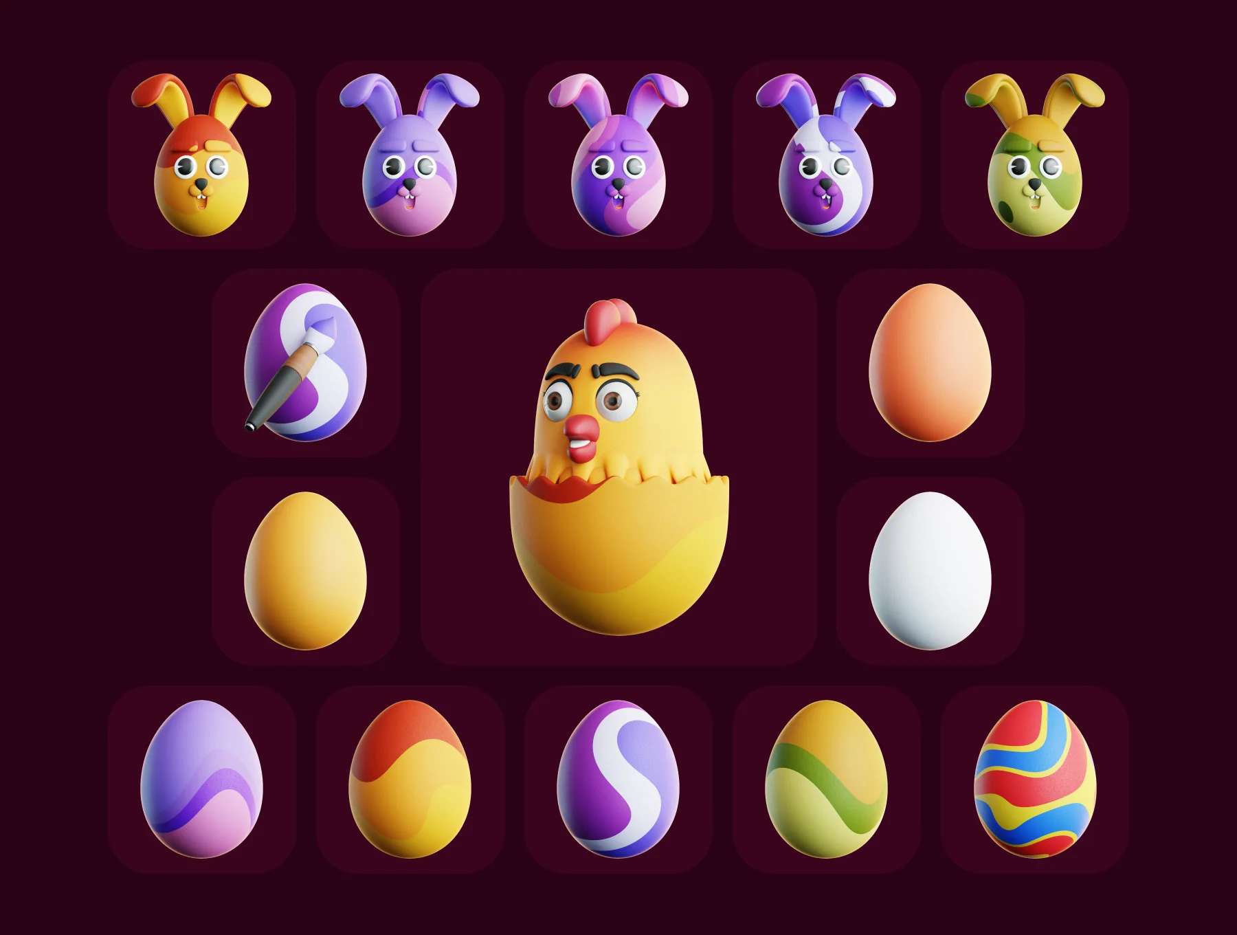 Easter Egg Day 3D Illustration Pack 6