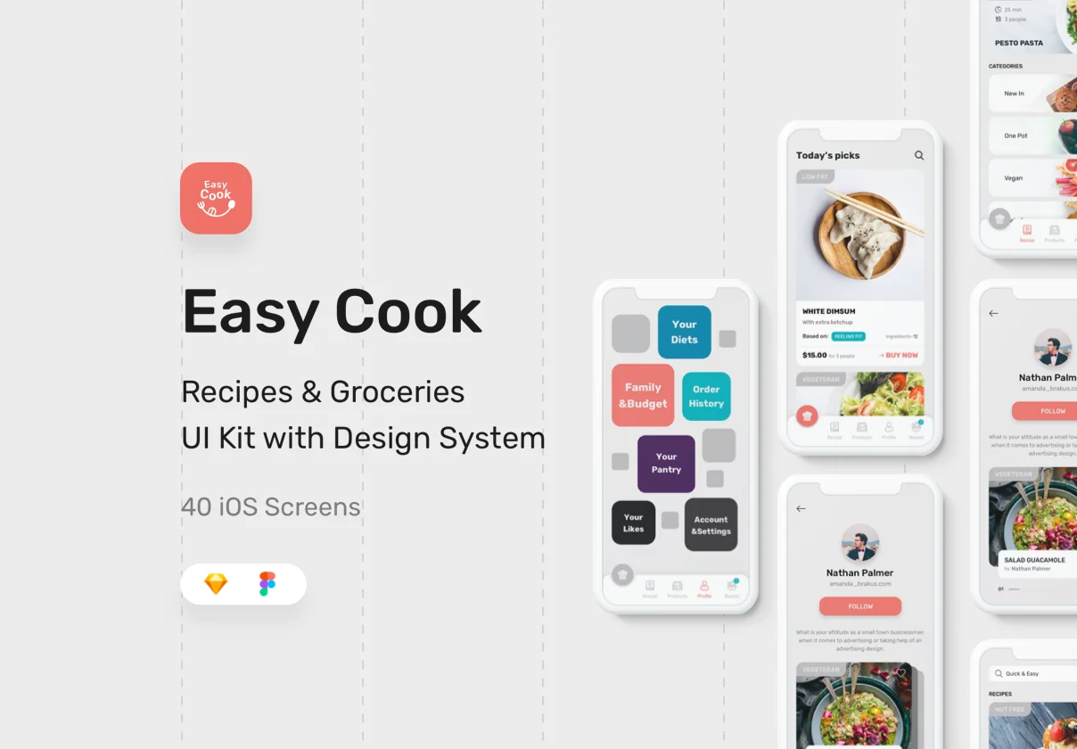 EasyCook Recipes & Groceries UI Kit