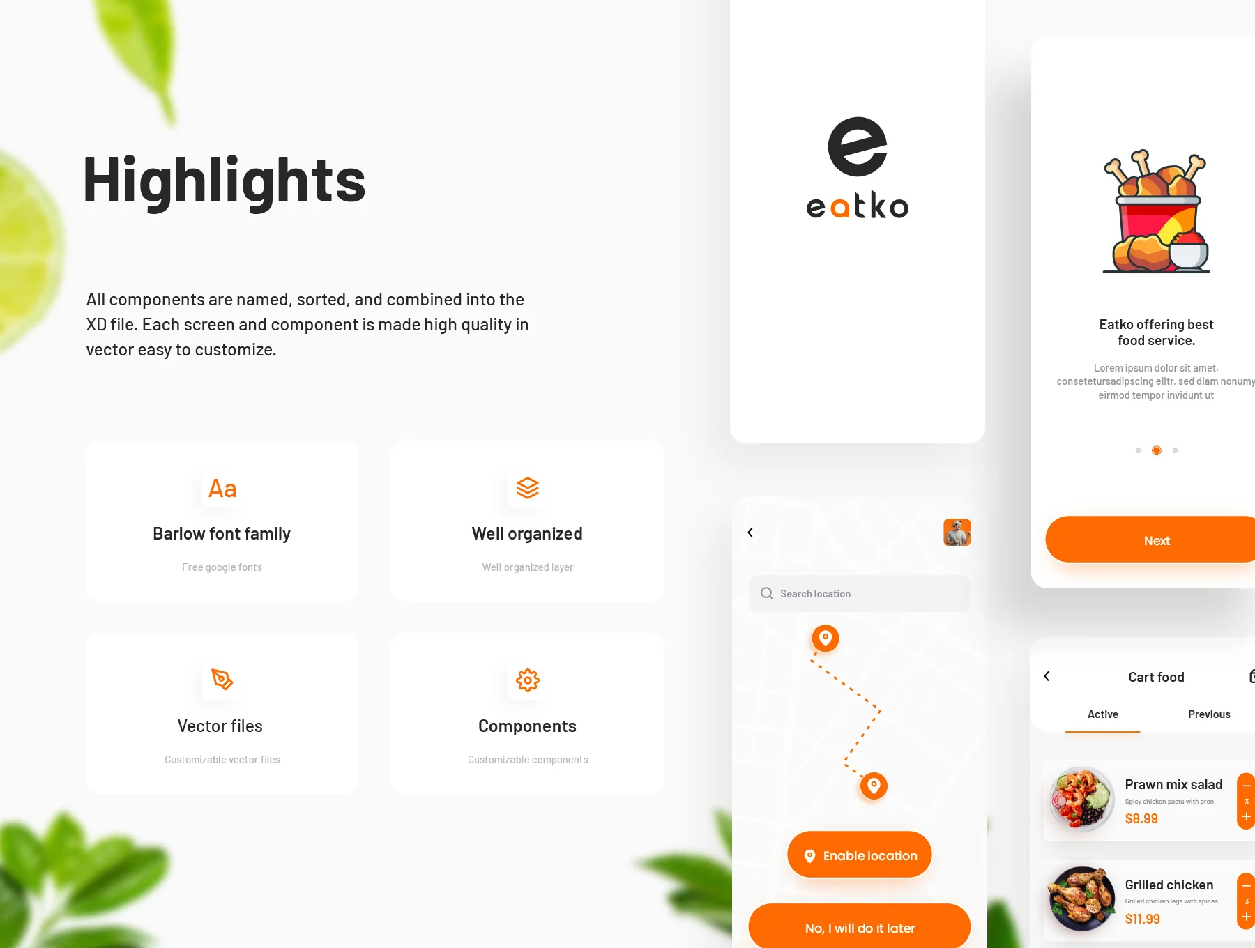 Eatko Food delivery UI kit 3