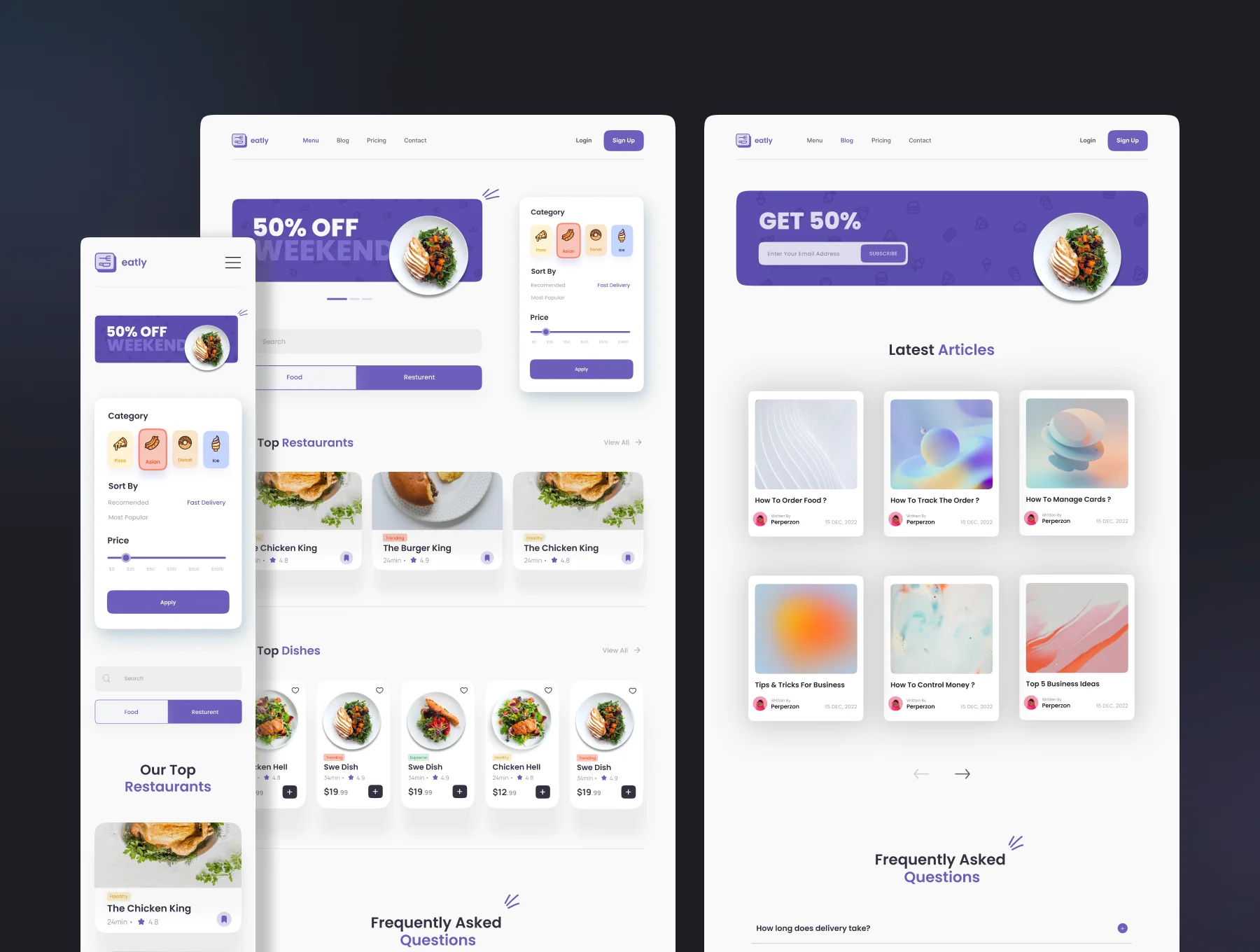 Eatly - Food Delivery Landing Page & Web UI KIT 2
