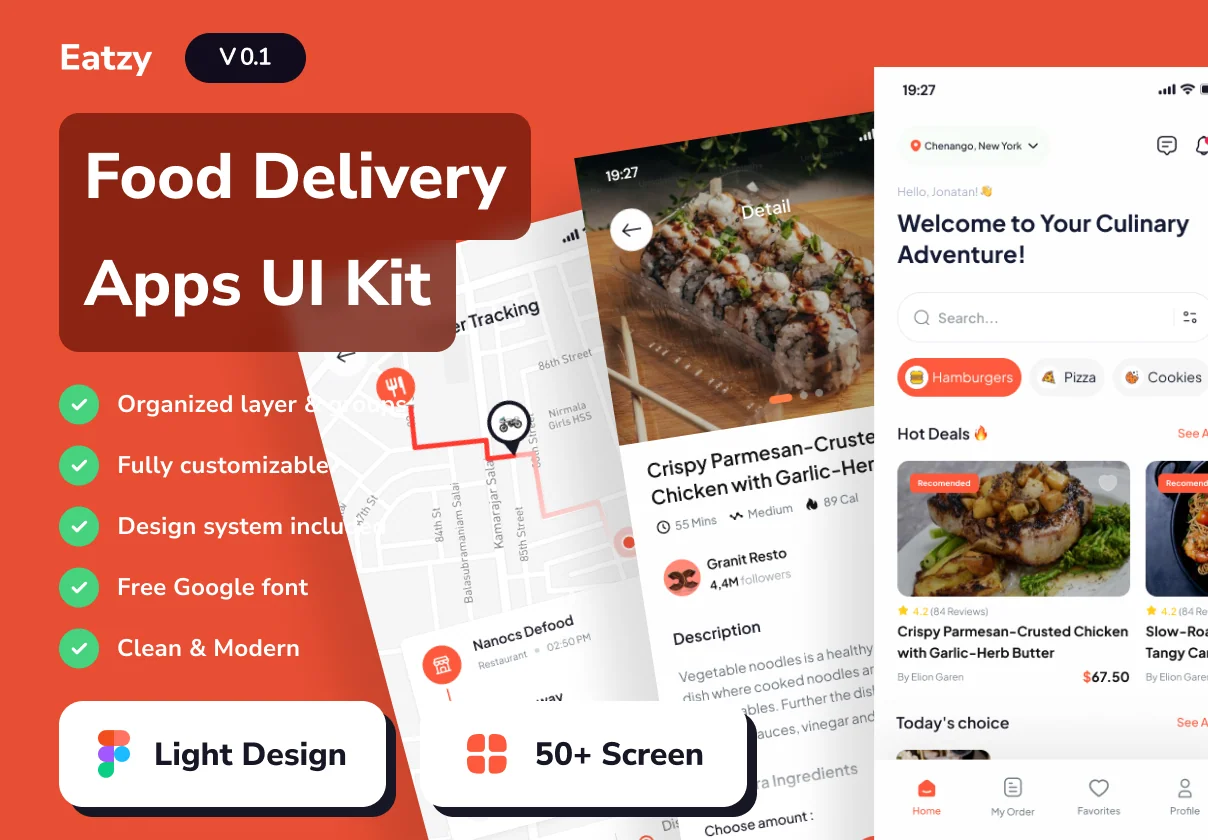 Eatzy - Food Delivery Mobile App UI Kits