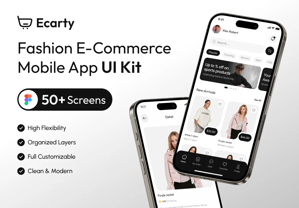 Ecarty - Fashion E-commerce Mobile App UI Kit