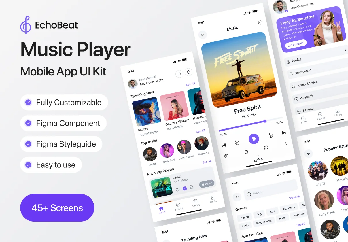 EchoBeat Music Player Mobile App UI Kit