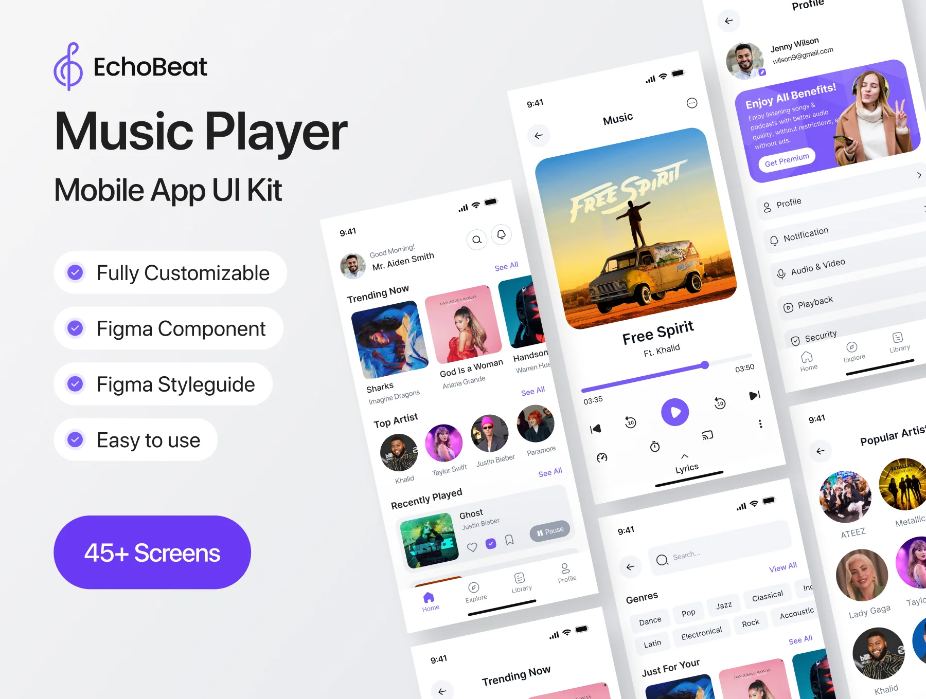 EchoBeat Music Player Mobile App UI Kit