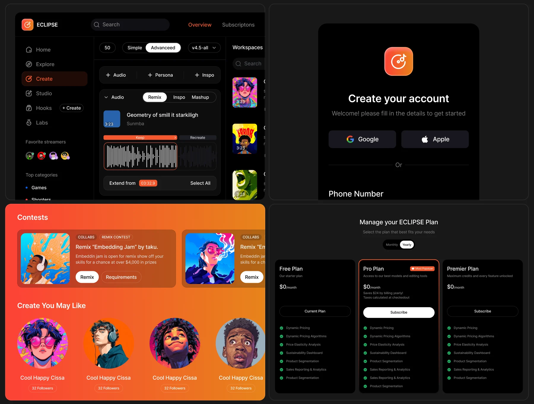 Eclipse — AI-Powered Music Streaming Dashboard UI Kit 5