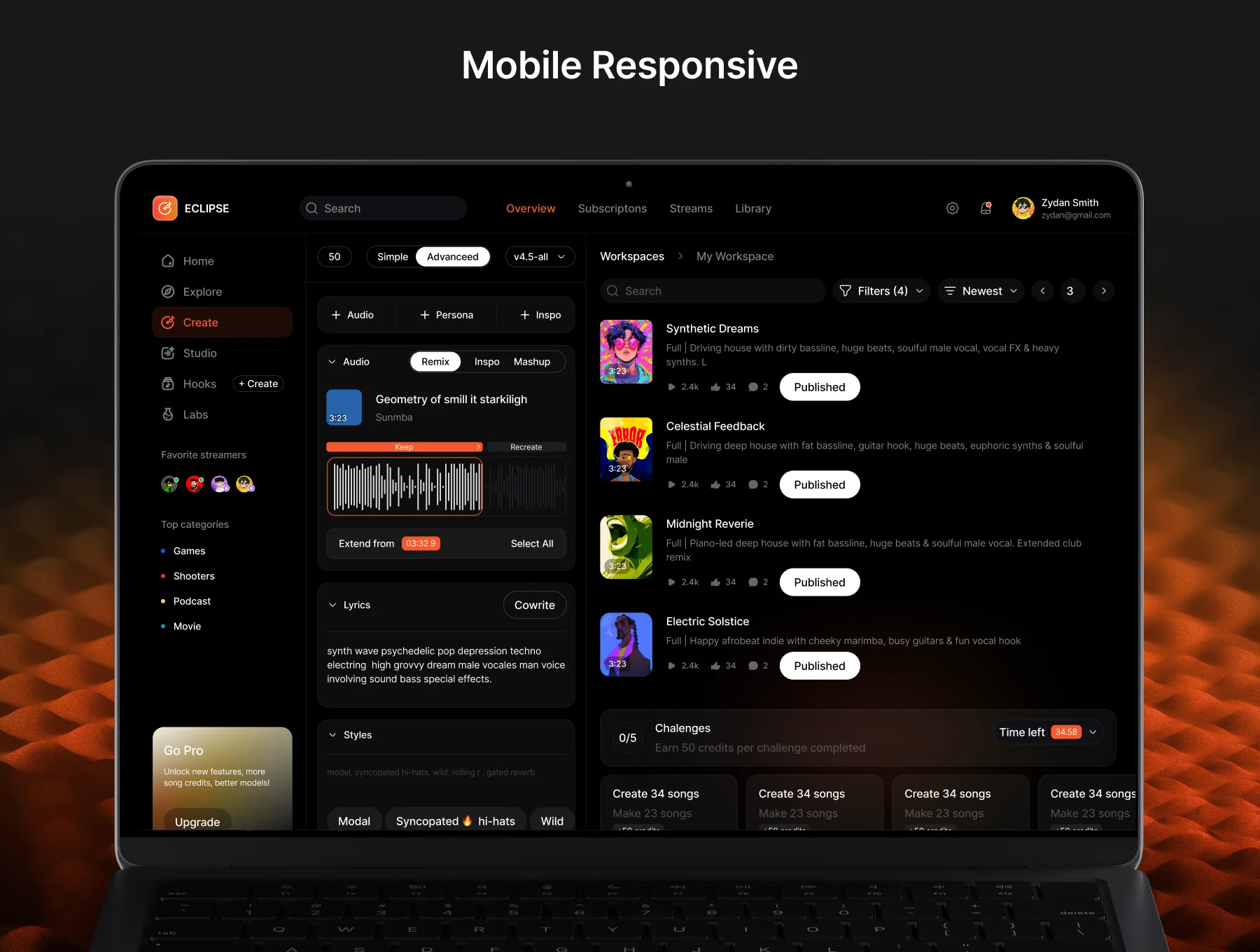 Eclipse — AI-Powered Music Streaming Dashboard UI Kit 6
