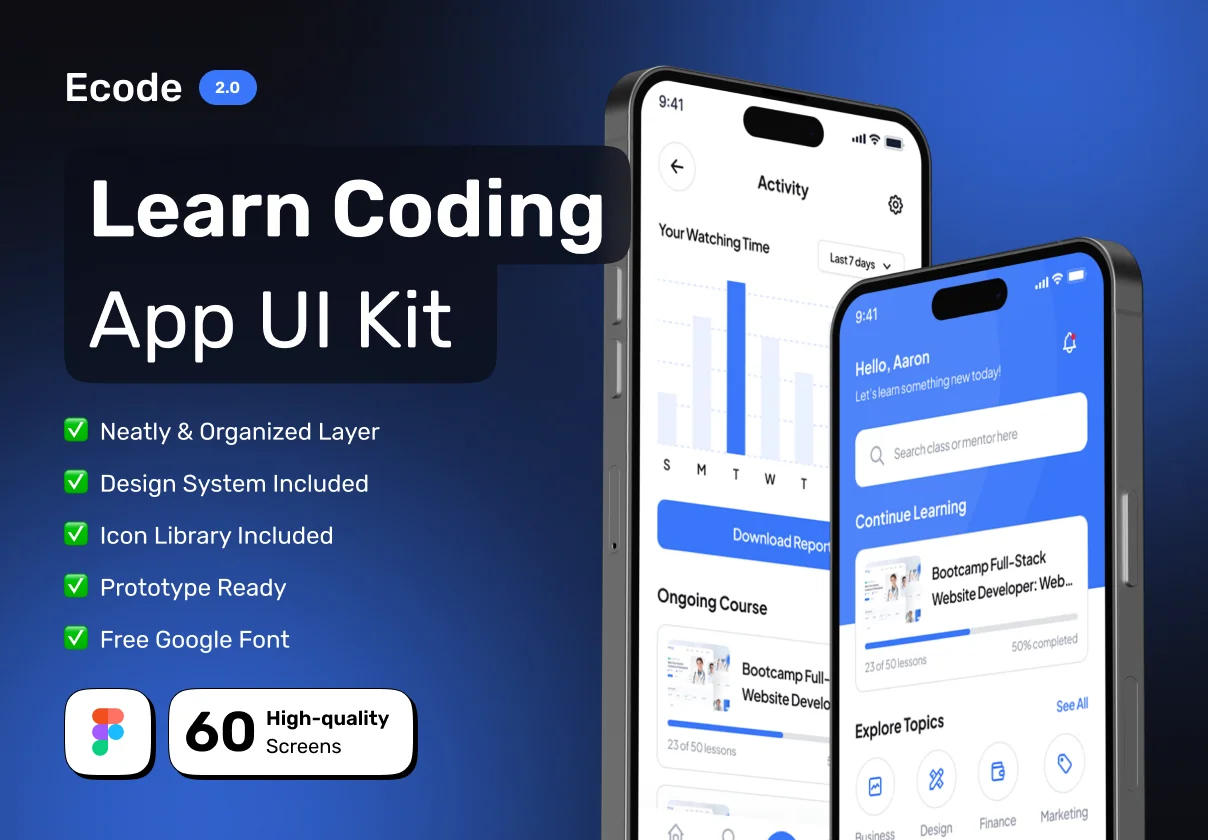 ECODE - Learn Coding App UI Kit