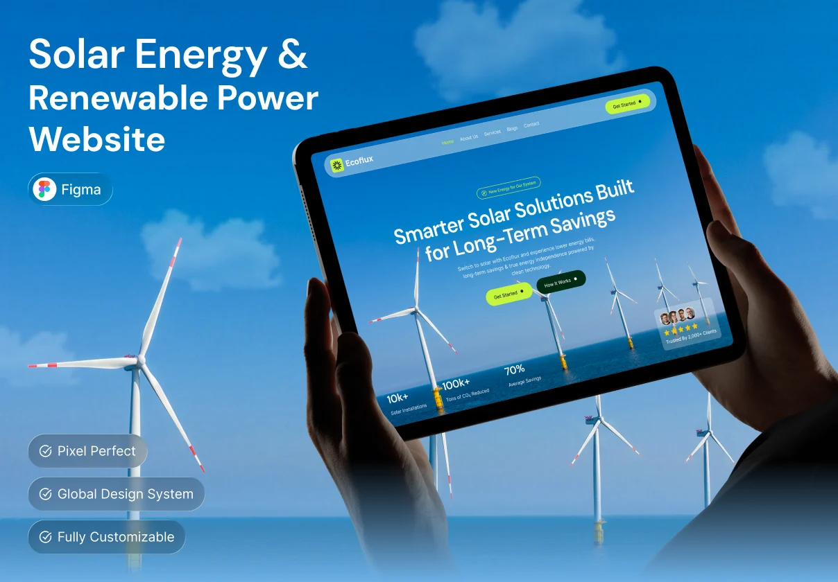 Ecoflux - Solar Energy Website UI Figma Template