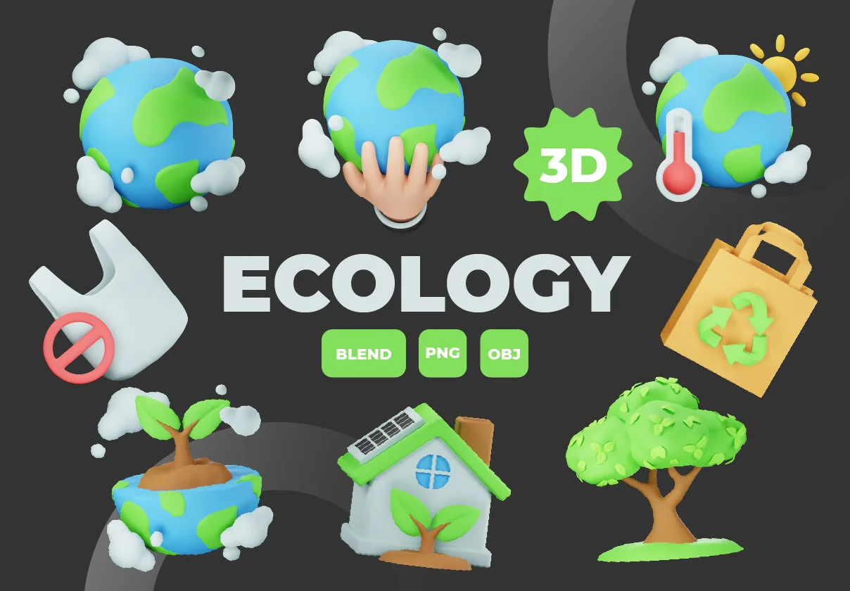 Ecology 3d Icon Illustration Pack
