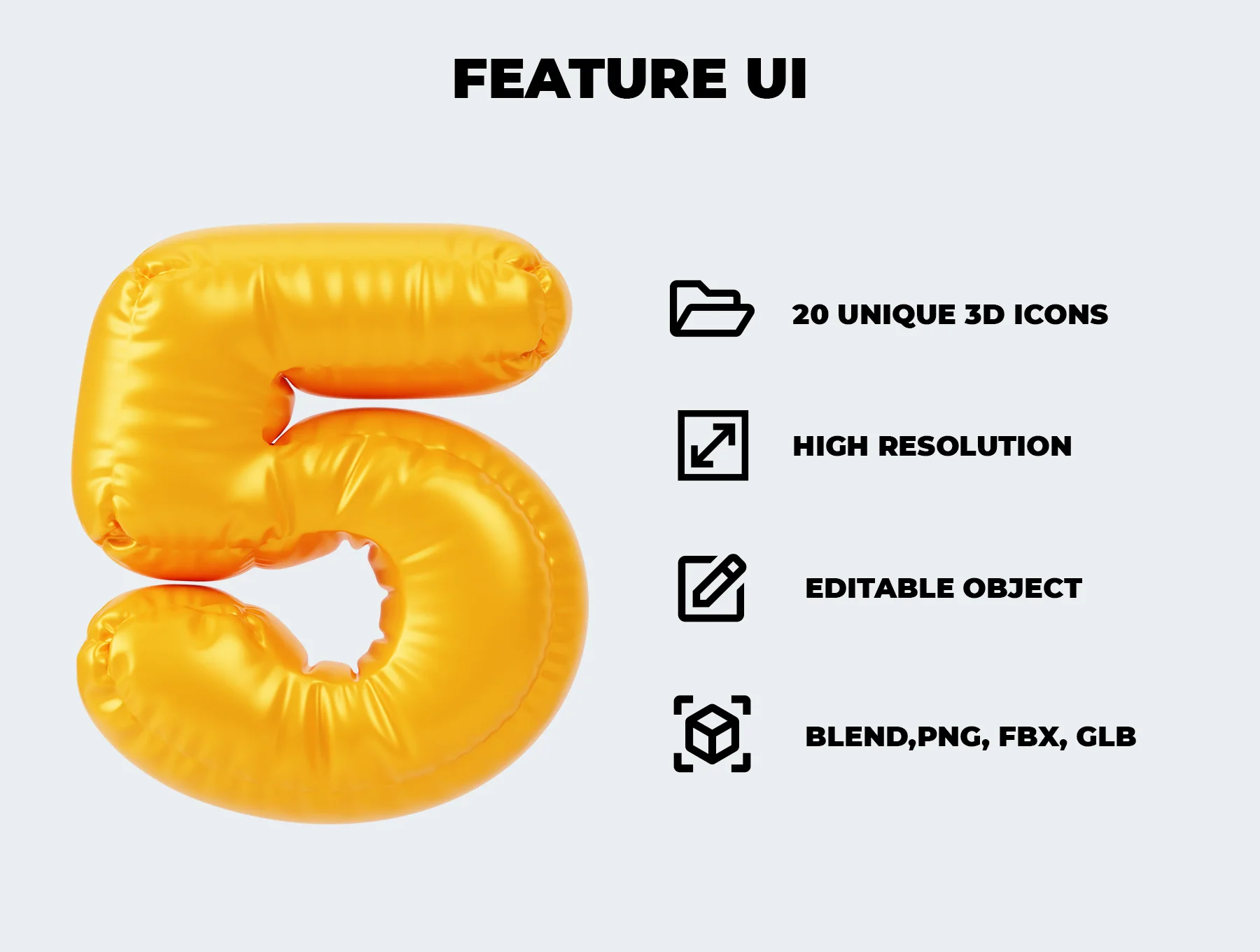 Inflated Numbers 3D Icon Pack 2