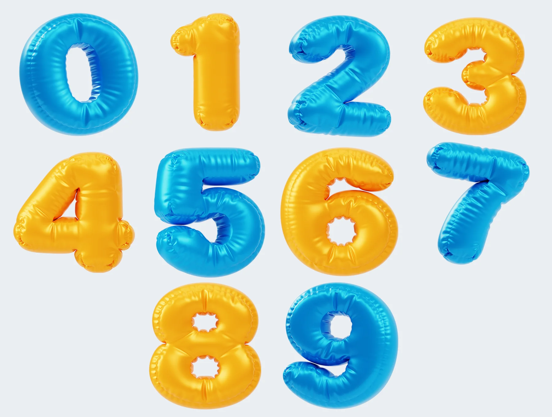 Inflated Numbers 3D Icon Pack 4