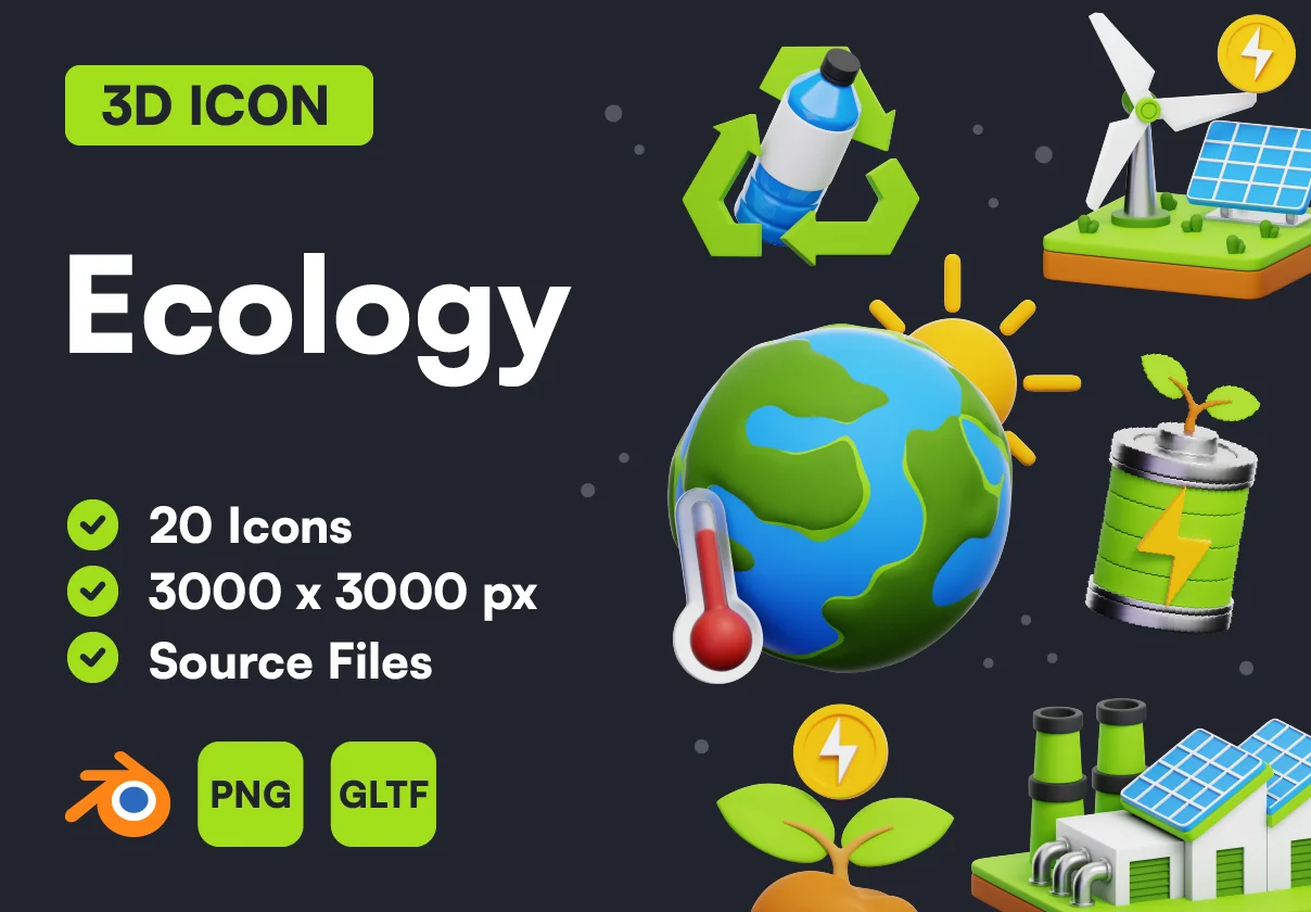 Ecology 3D Icon Set