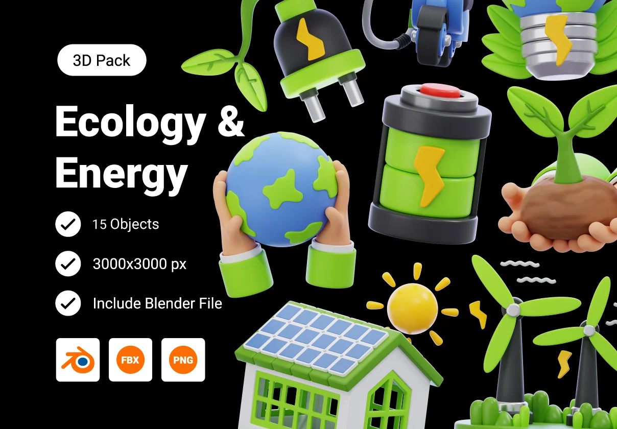 Ecology & Energy 3D Icon Pack