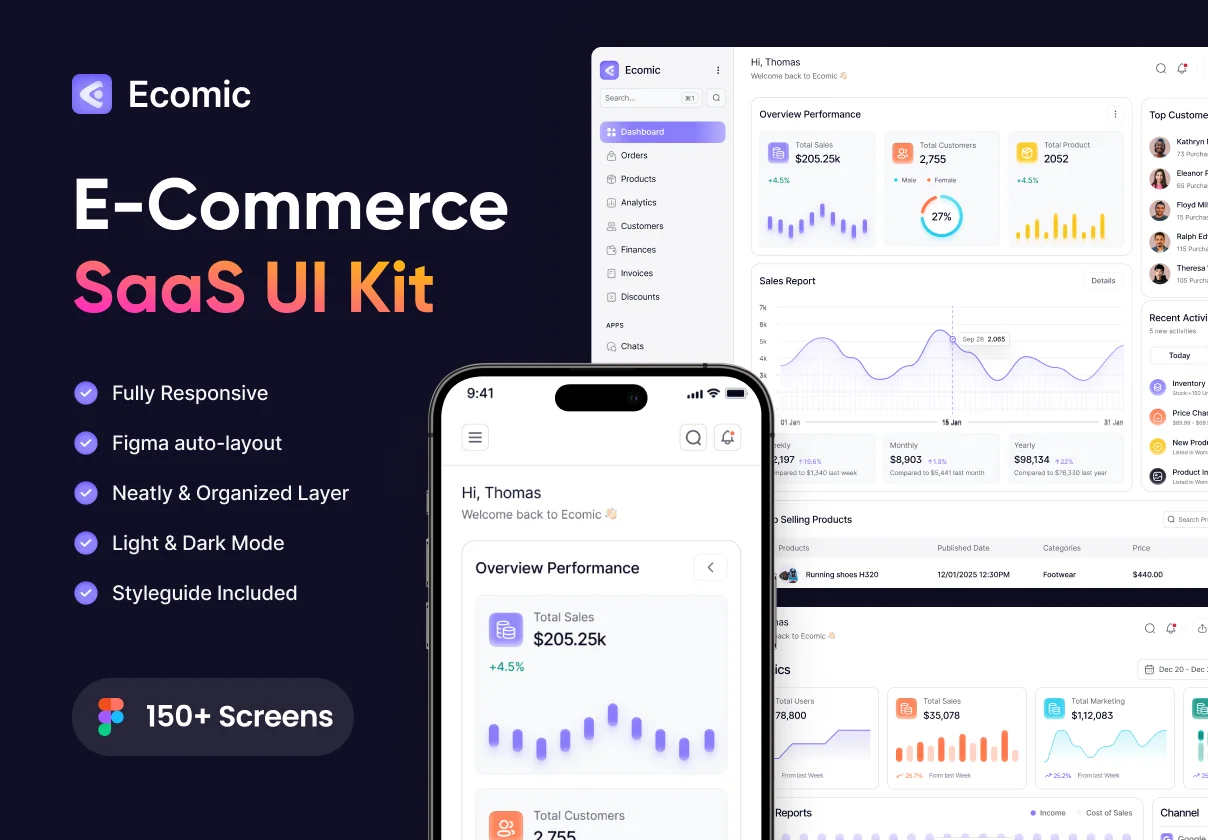Ecomic | E-commerce SaaS UI Kit Design