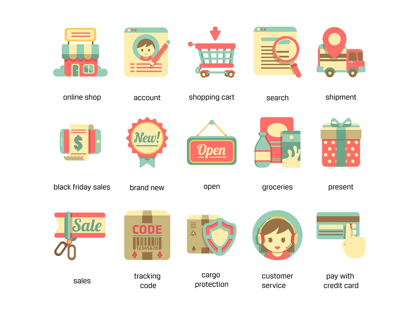 80 E-Commerce Retro Icons 2