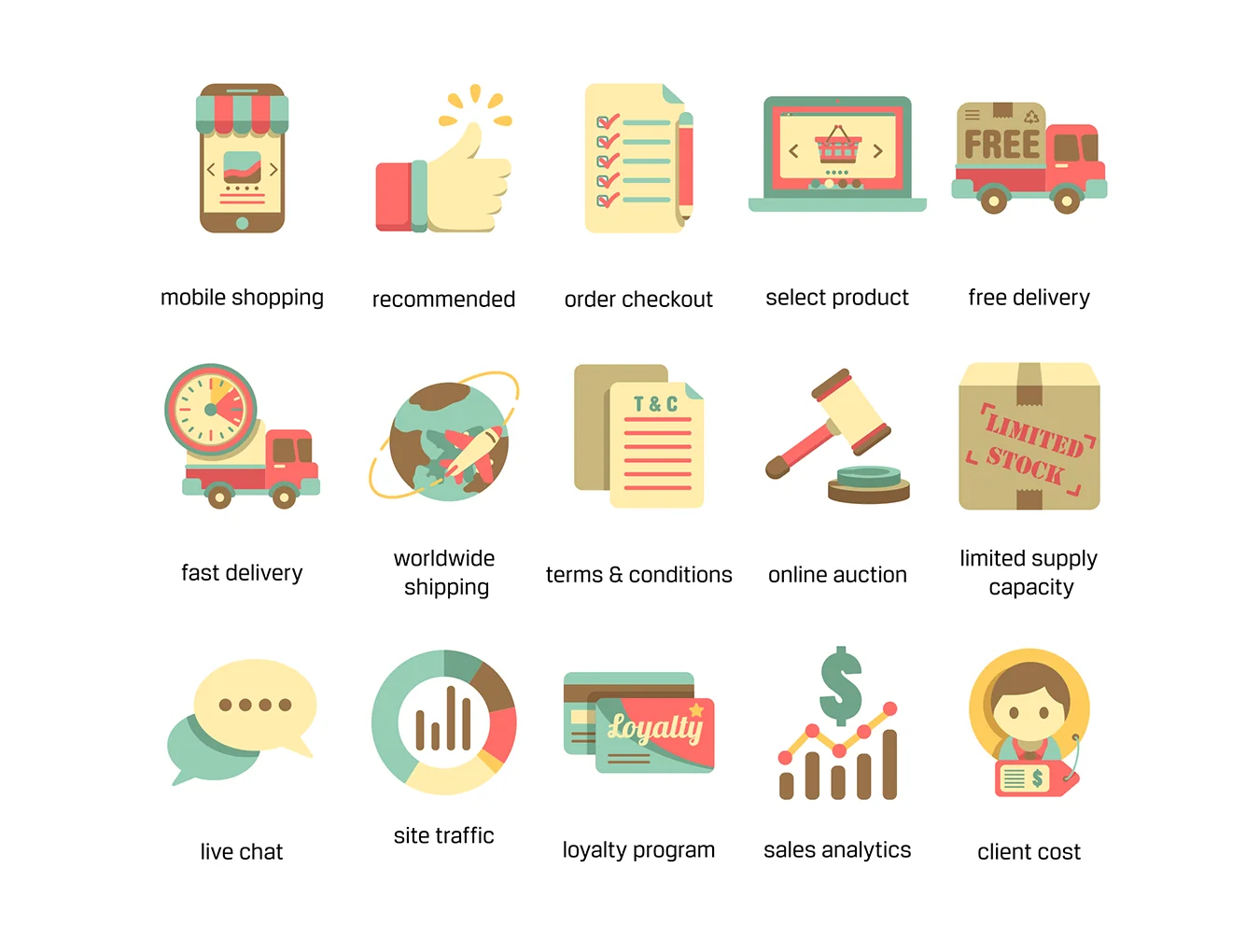80 E-Commerce Retro Icons 5