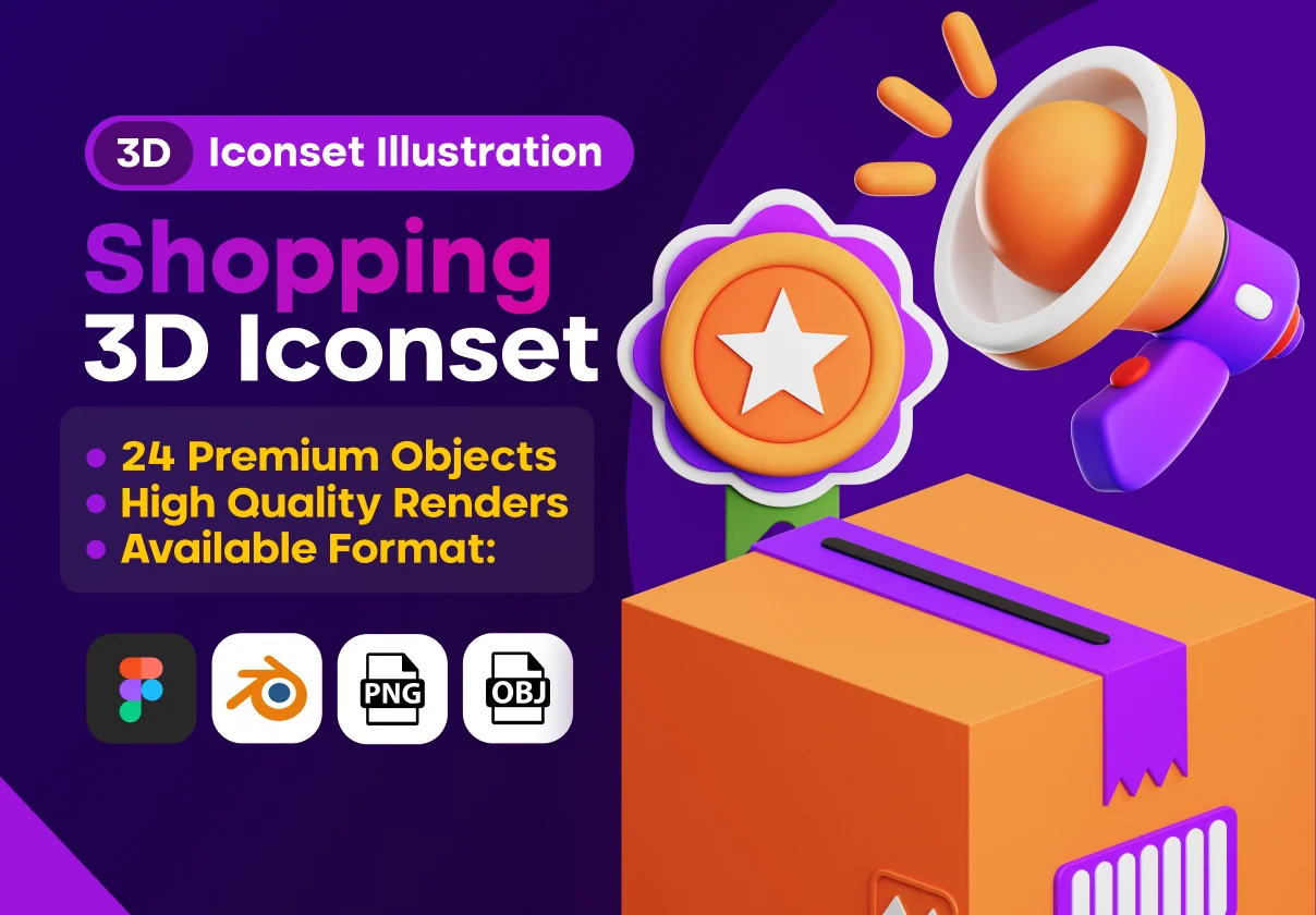 Shopping 3D Icons Illustration