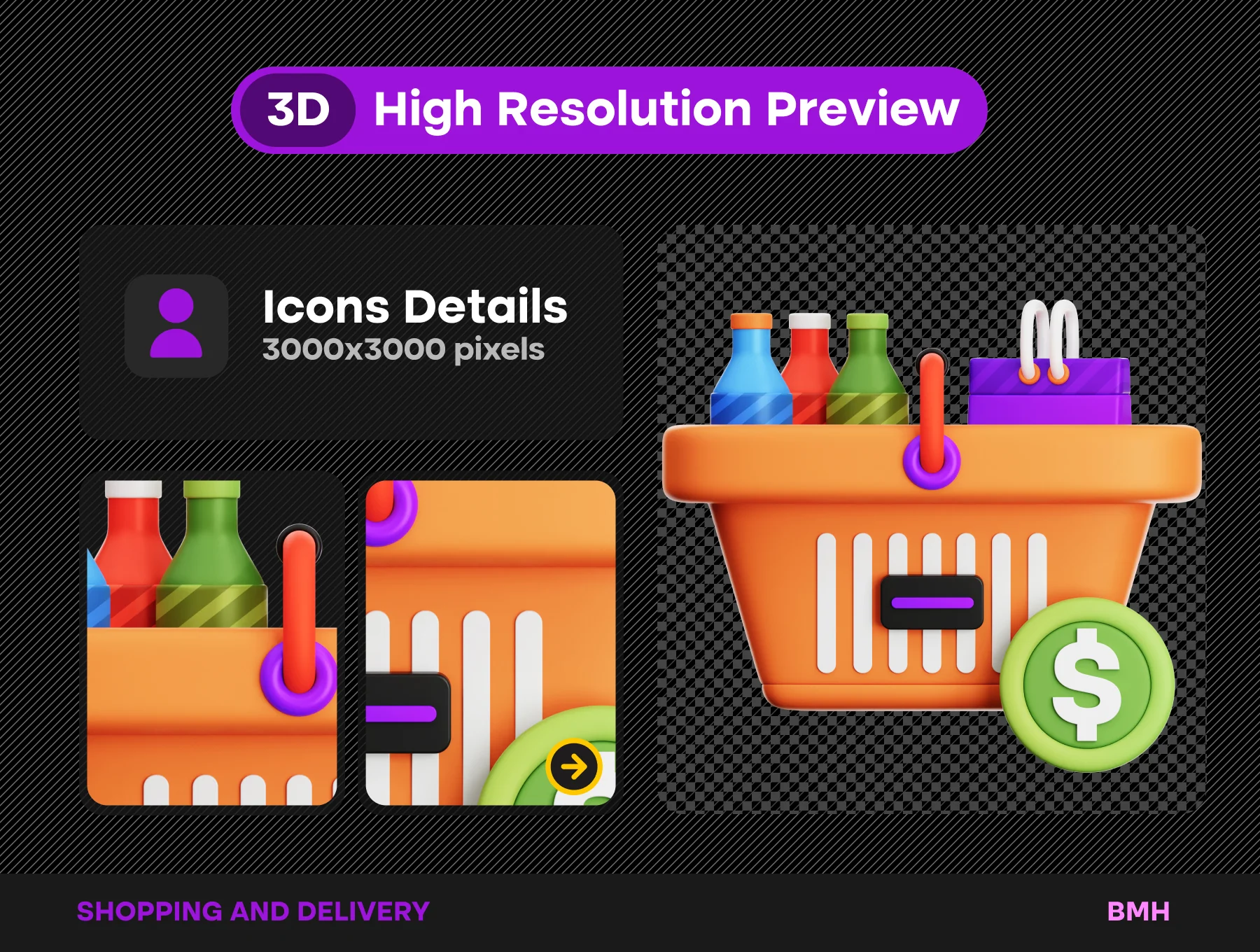 Shopping 3D Icons Illustration 3