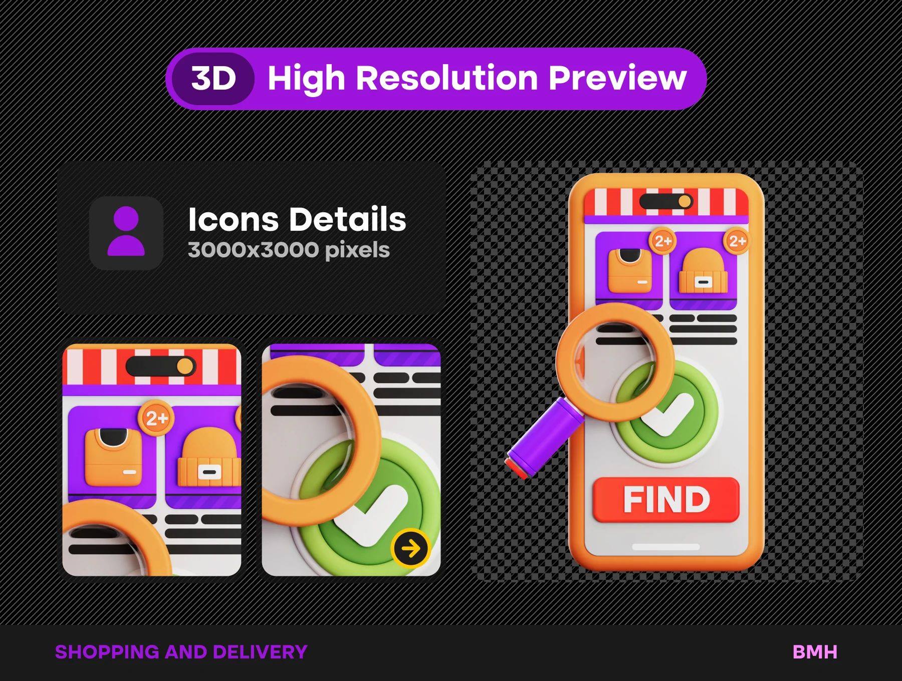 Shopping 3D Icons Illustration 4