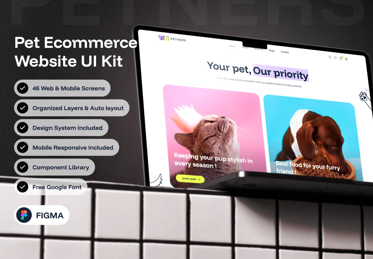 Ecommerce UI Kit for Pet shop – Figma