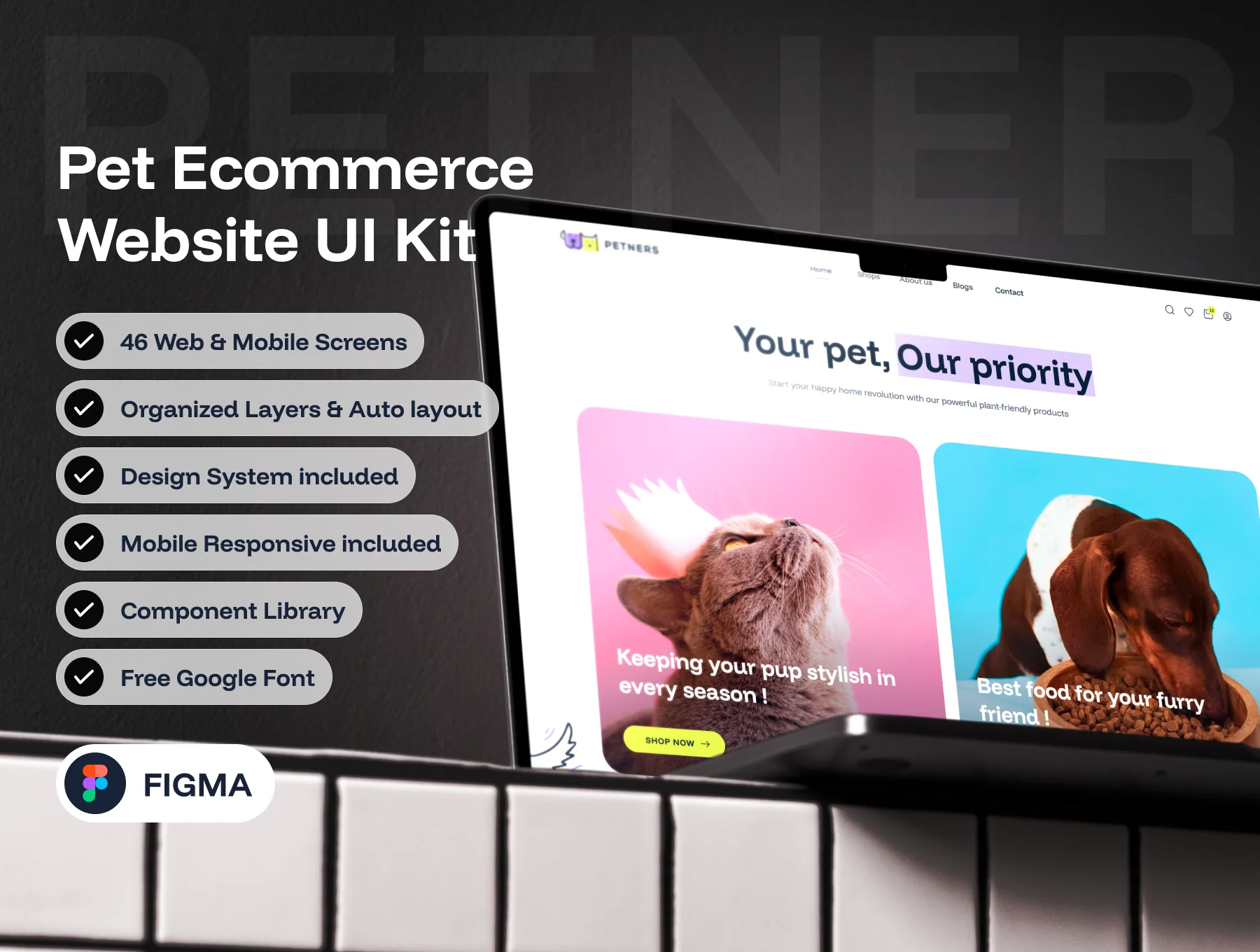Ecommerce UI Kit for Pet shop – Figma