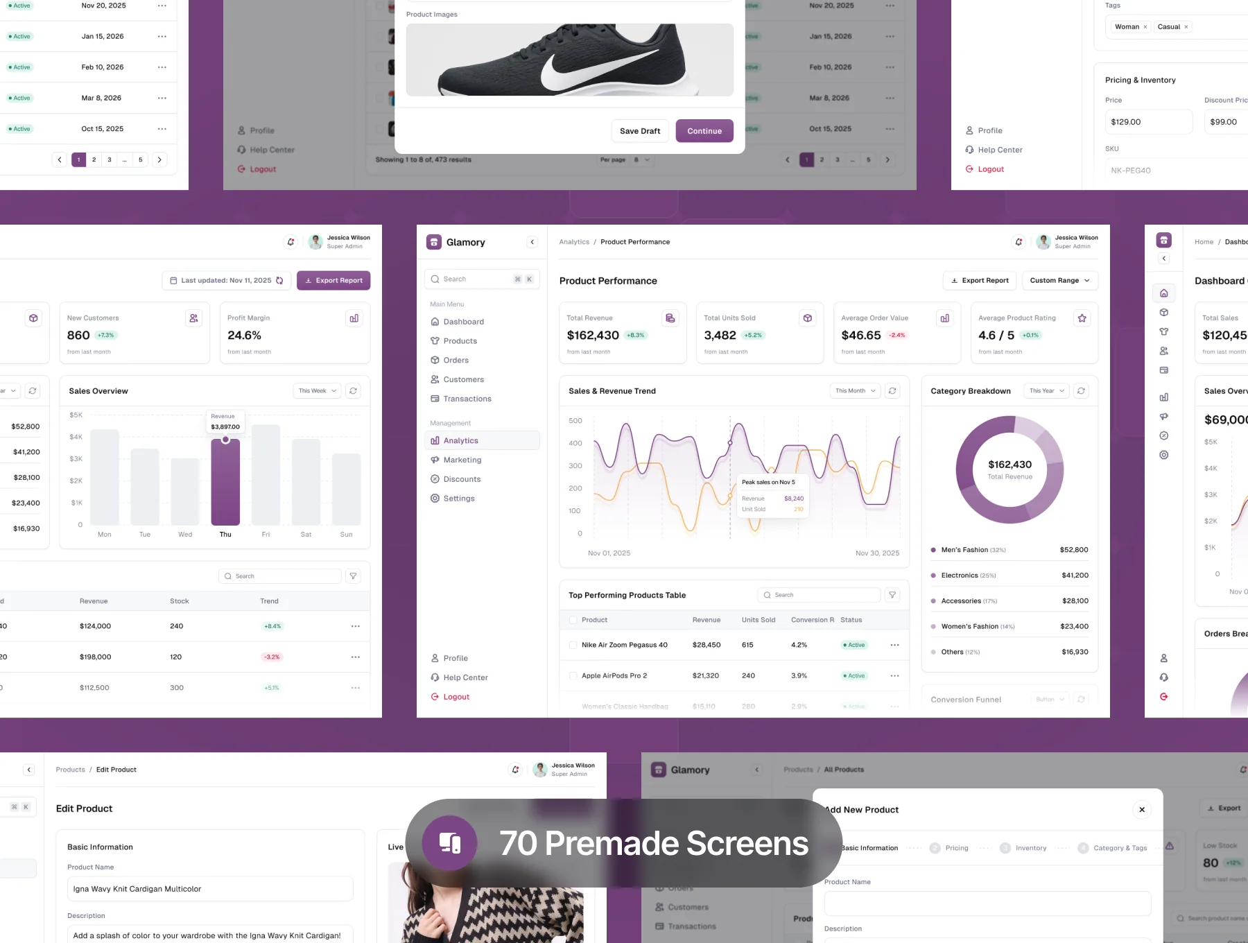 Glamory - eCommerce Seller Dashboard UI Kit 5
