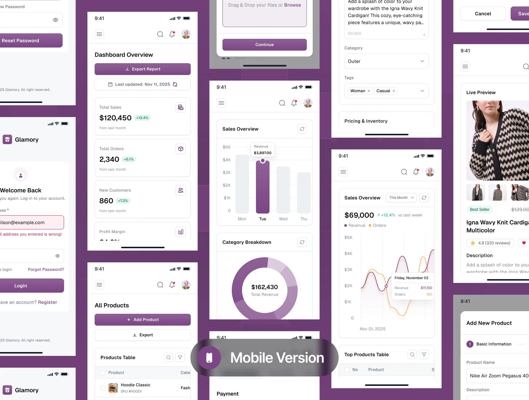 Glamory - eCommerce Seller Dashboard UI Kit 6