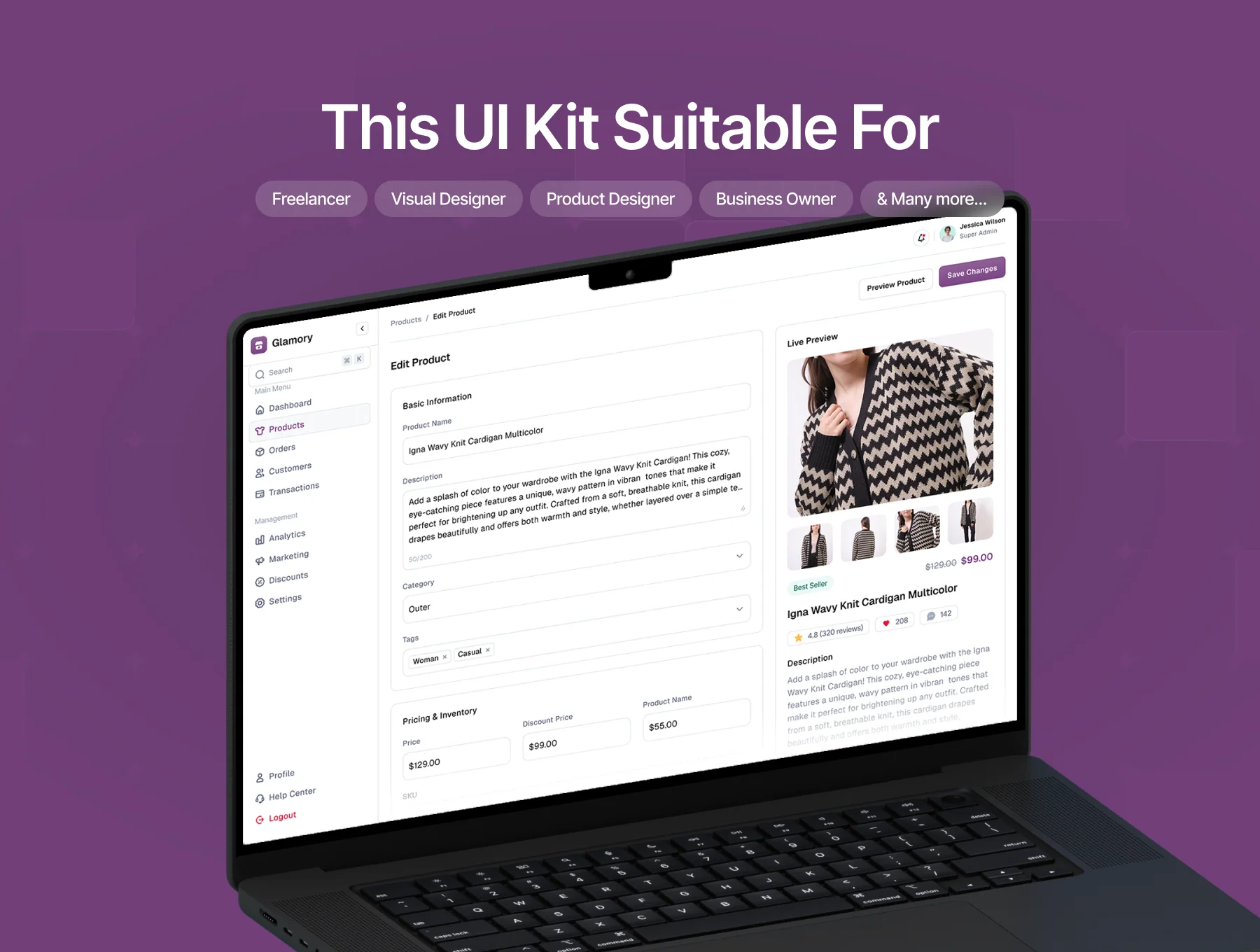 Glamory - eCommerce Seller Dashboard UI Kit 7
