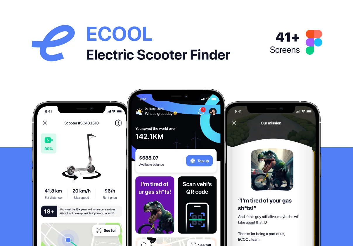 ECOOL- Electric Scooter Finder UI Kit App