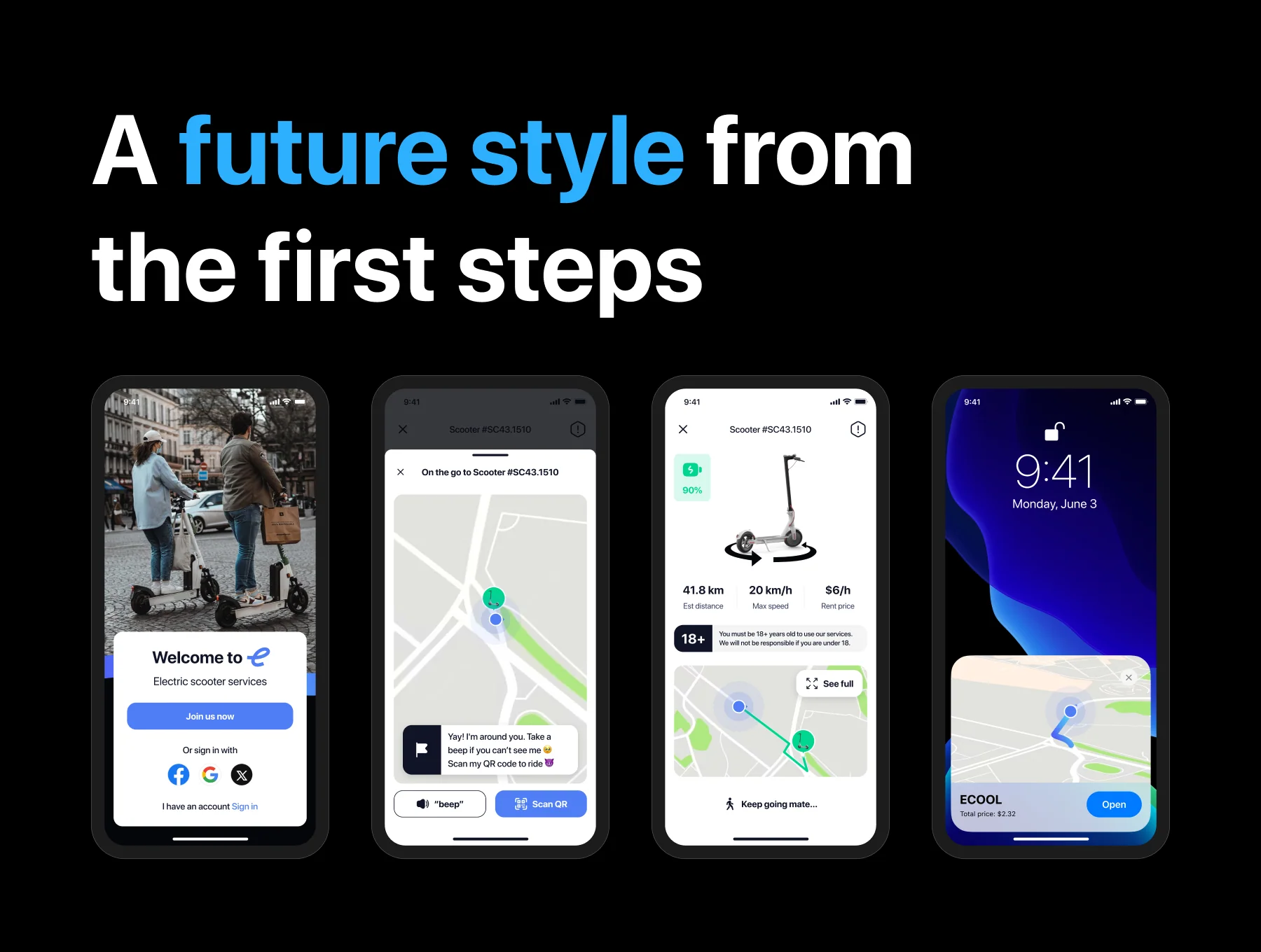 ECOOL- Electric Scooter Finder UI Kit App 4