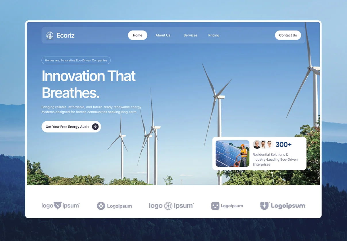 Ecoriz – Solar & Renewable Energy Website UI Figma Template