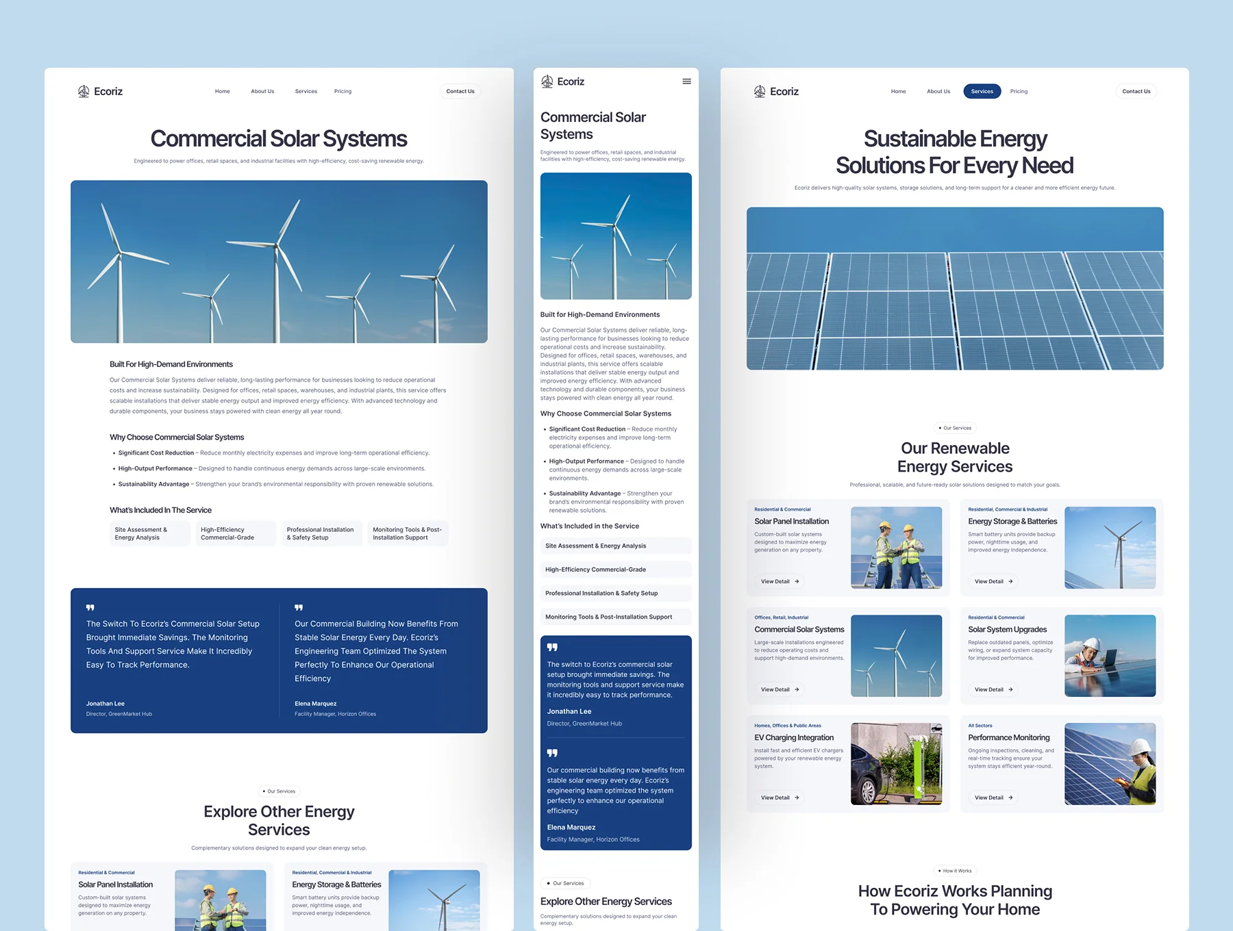 Ecoriz – Solar & Renewable Energy Website UI Figma Template 2