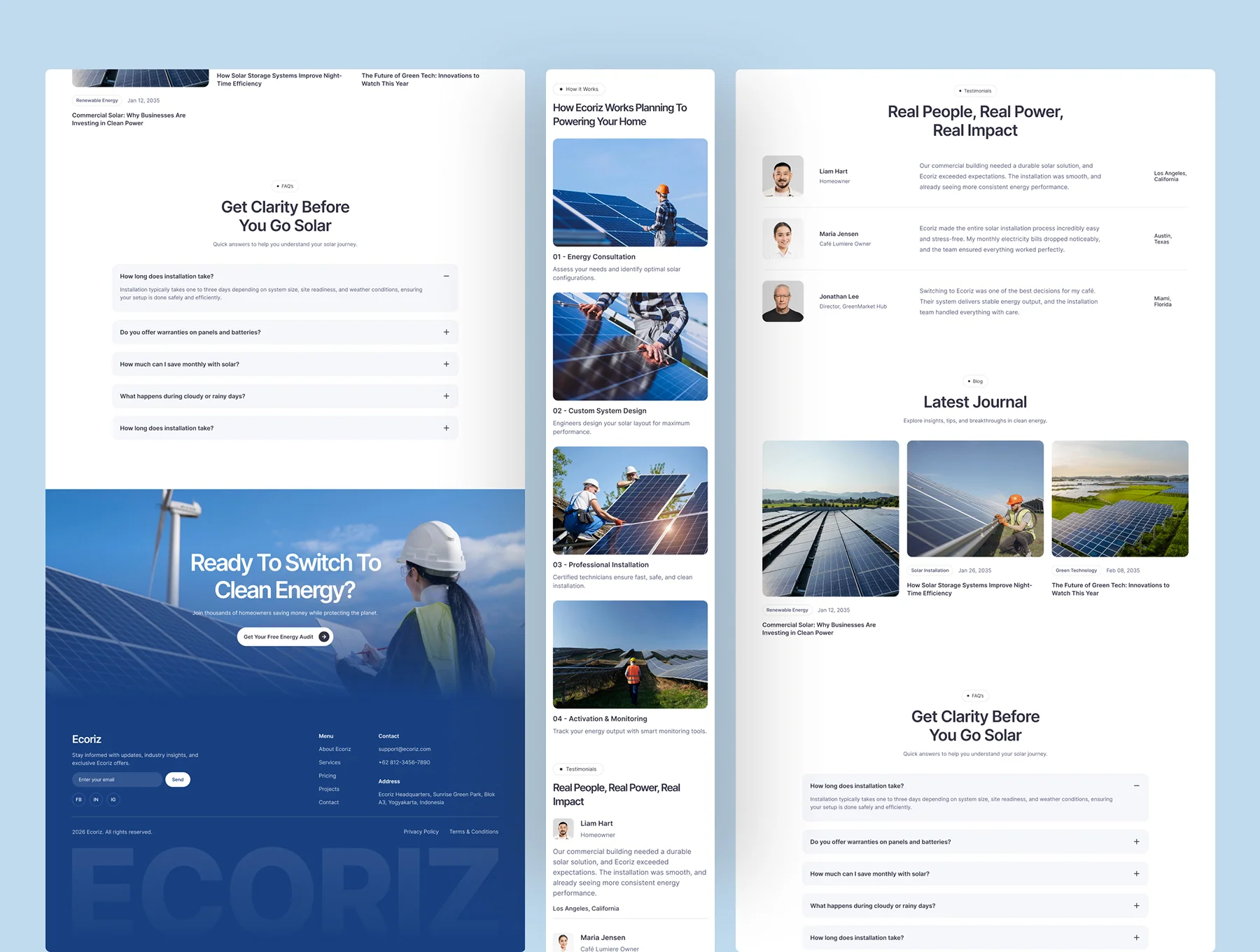 Ecoriz – Solar & Renewable Energy Website UI Figma Template 4