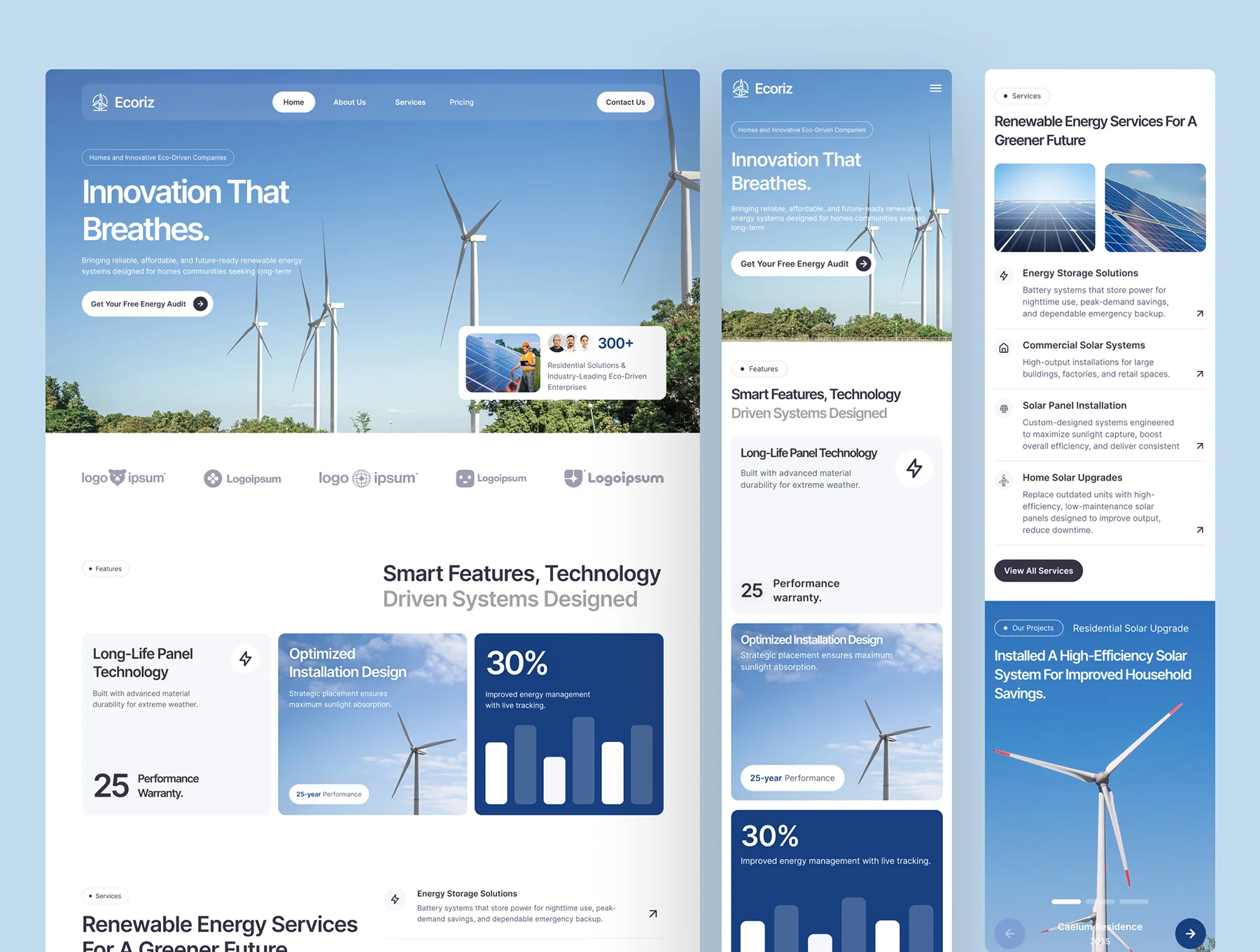 Ecoriz – Solar & Renewable Energy Website UI Figma Template 6