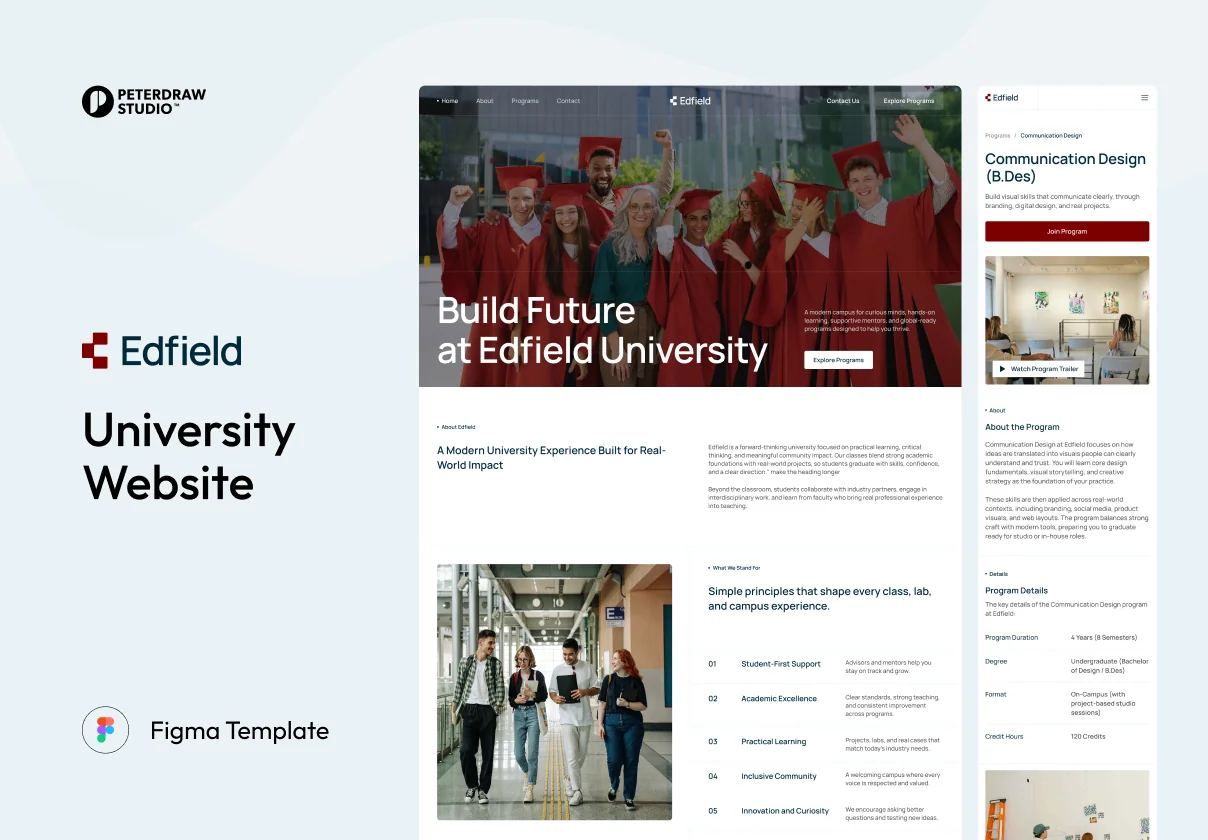 Edfield - University Website UI Figma Template