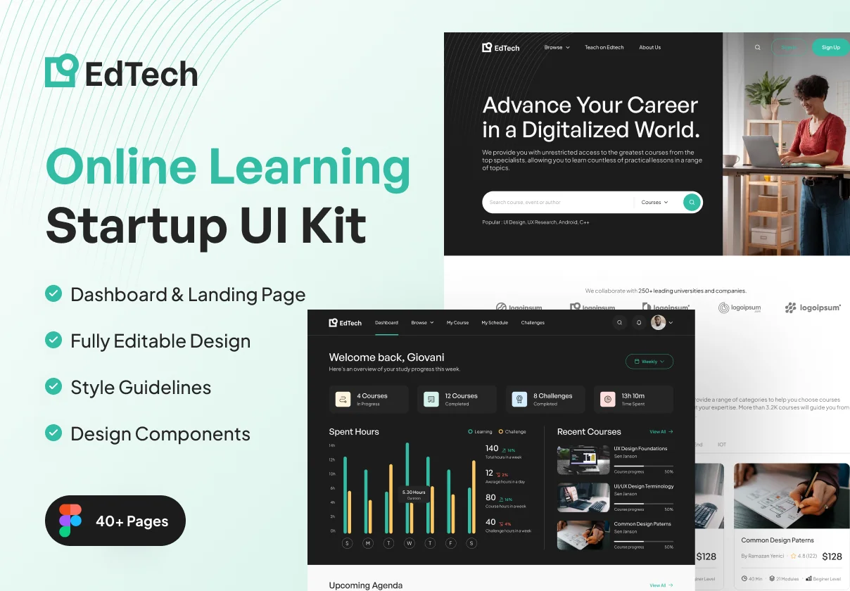 EdTech - Online Learning Startup Web UI Kit