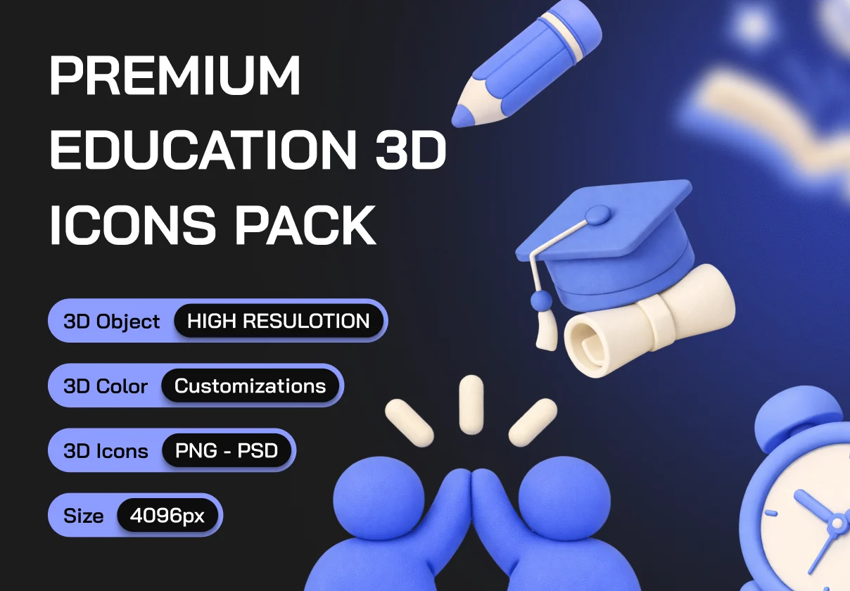 Education 3D  Icon Set