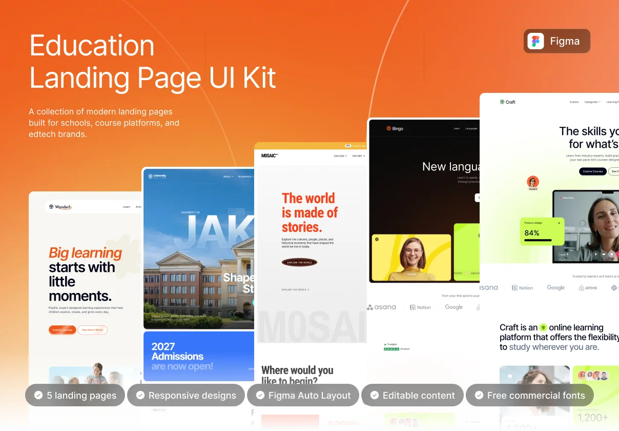 Education Landing Pages UI Kit