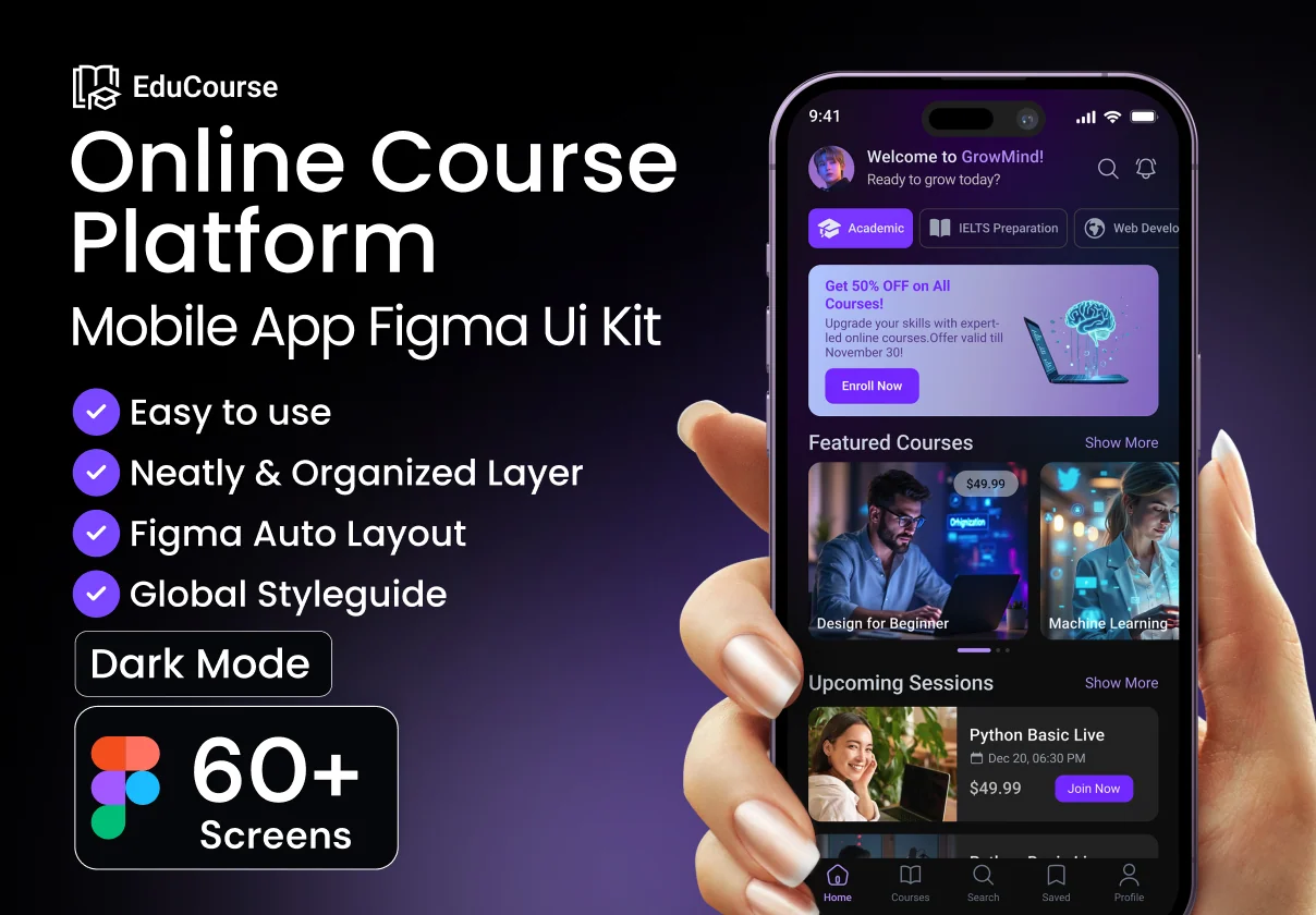 EduCourse Mobile App Figma Ui Kit