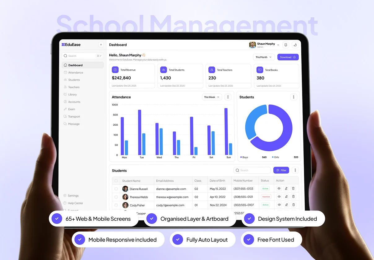 EduEase - School Management Dashboard Admin UI Kit