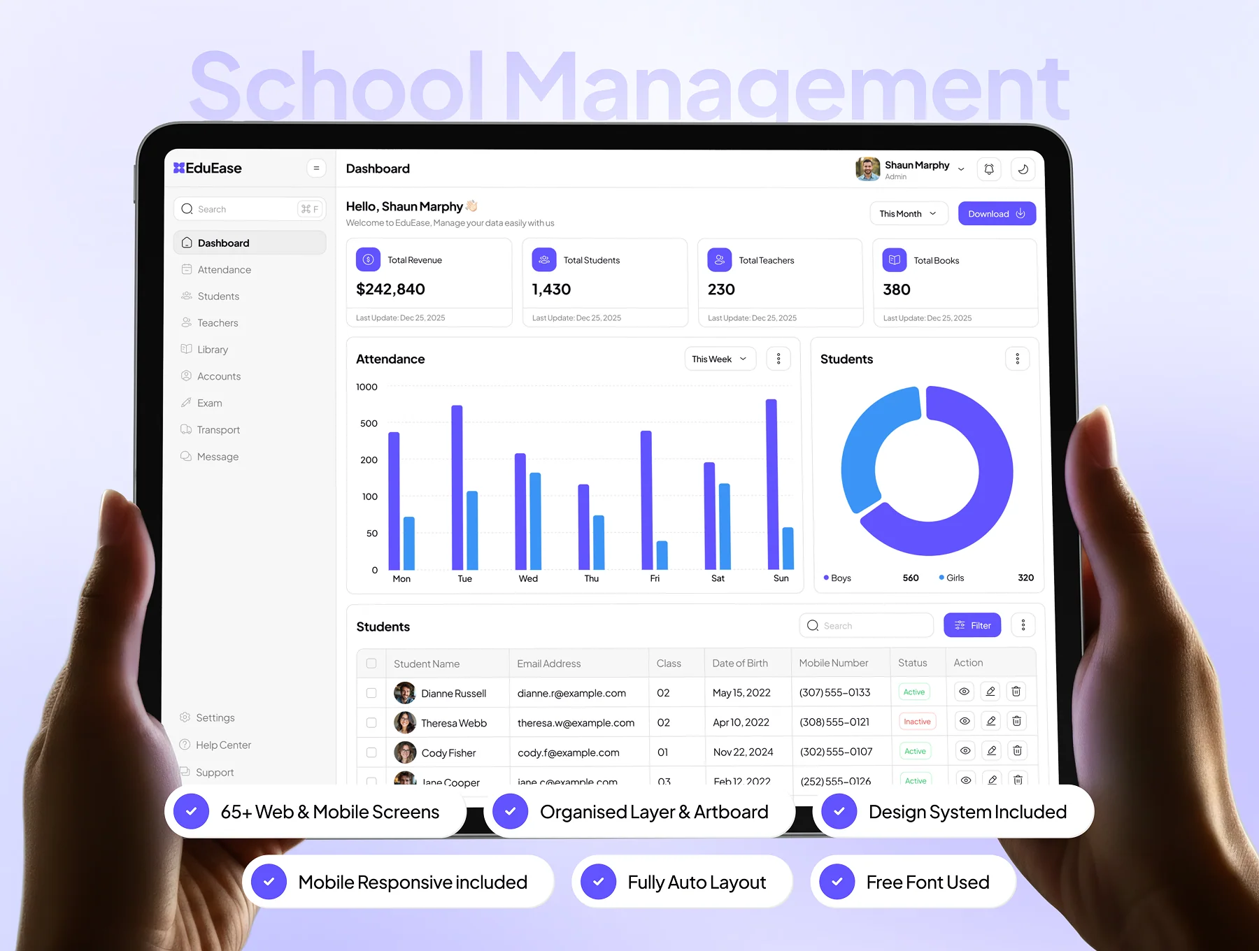 EduEase - School Management Dashboard Admin UI Kit
