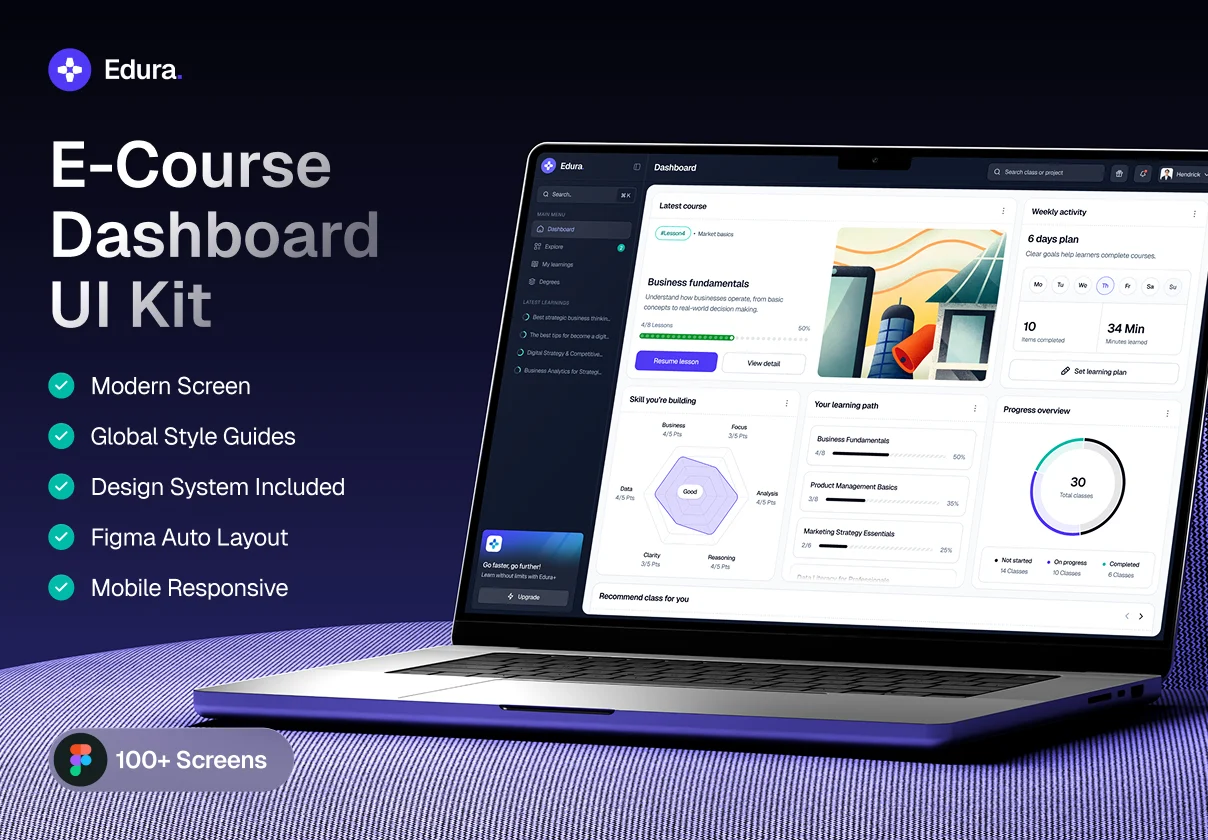 Edura - E-Course Dashboard UI Kit