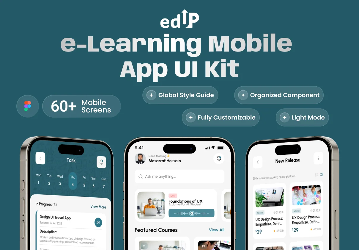 EduUP – Modern eLearning Mobile App UI Kit
