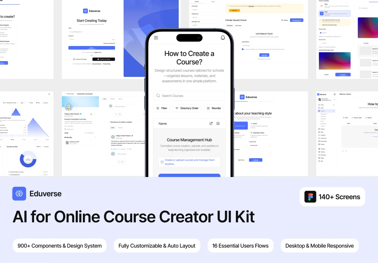 Eduverse - AI for Online Course Creator Webapp UI Kit