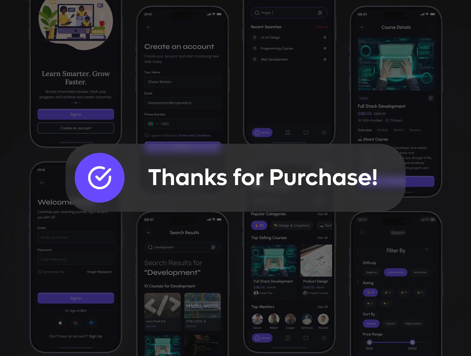 EduVerse-E Learning Mobile App UI Kit 6