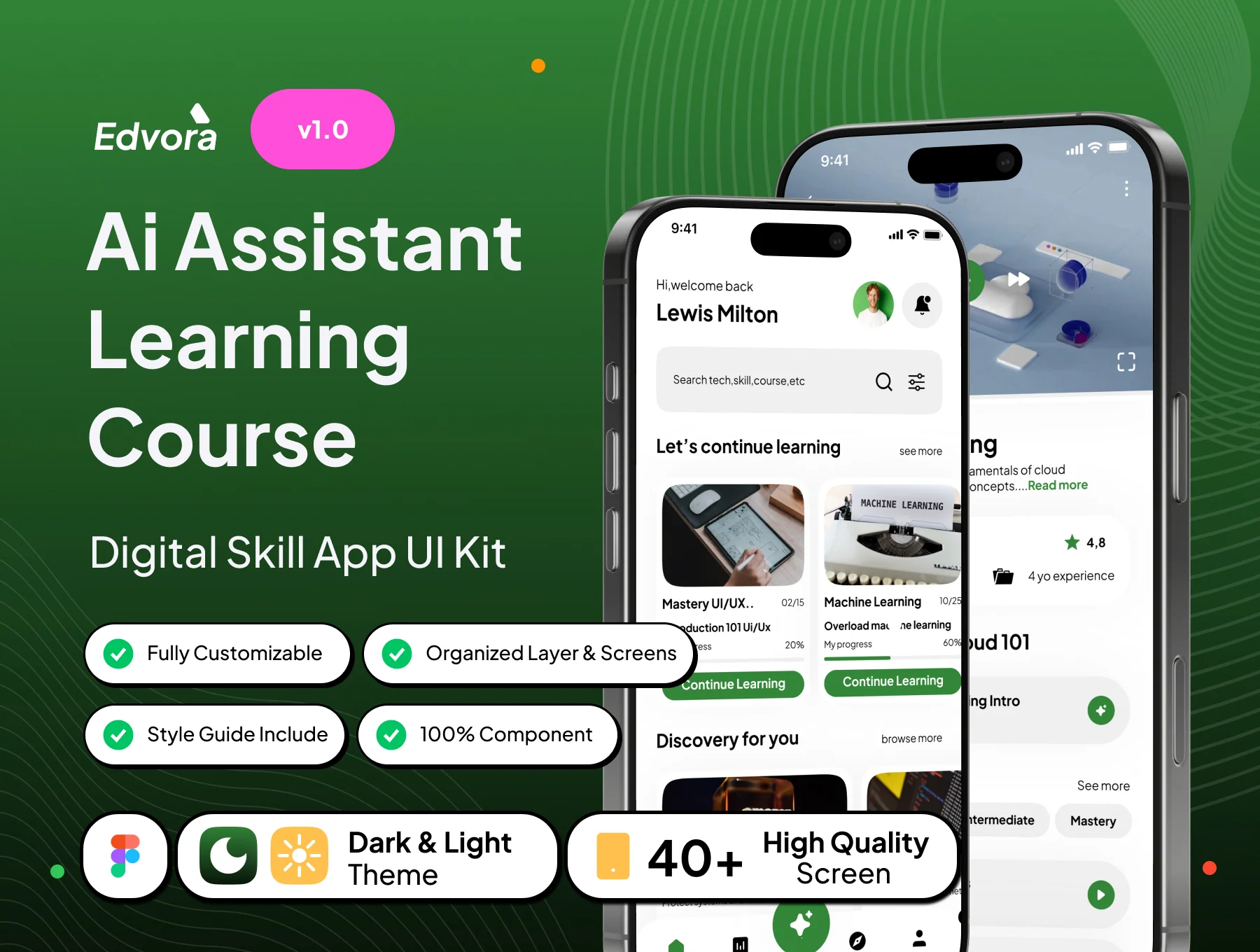 Edvora - Ai Assistant Learning Course App UI Kit