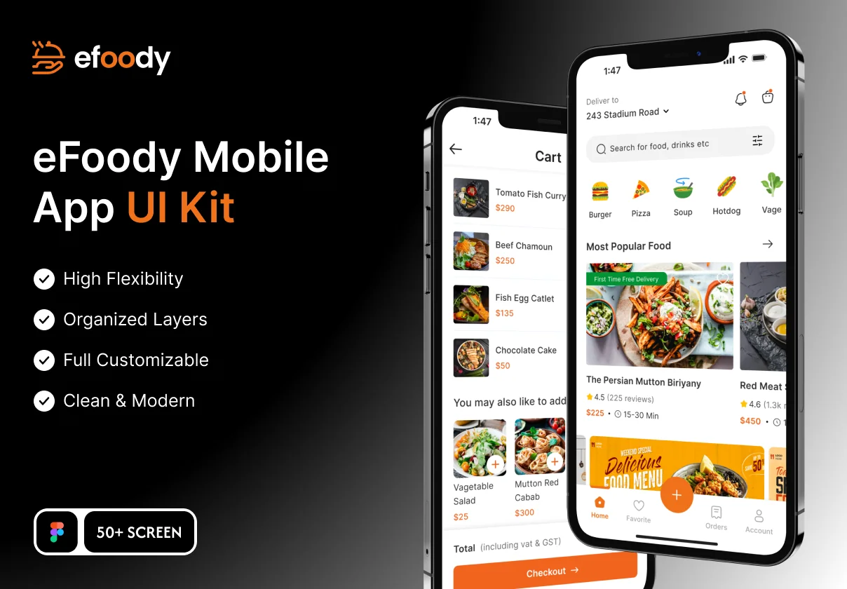 eFoody - Mobile App UI Kit