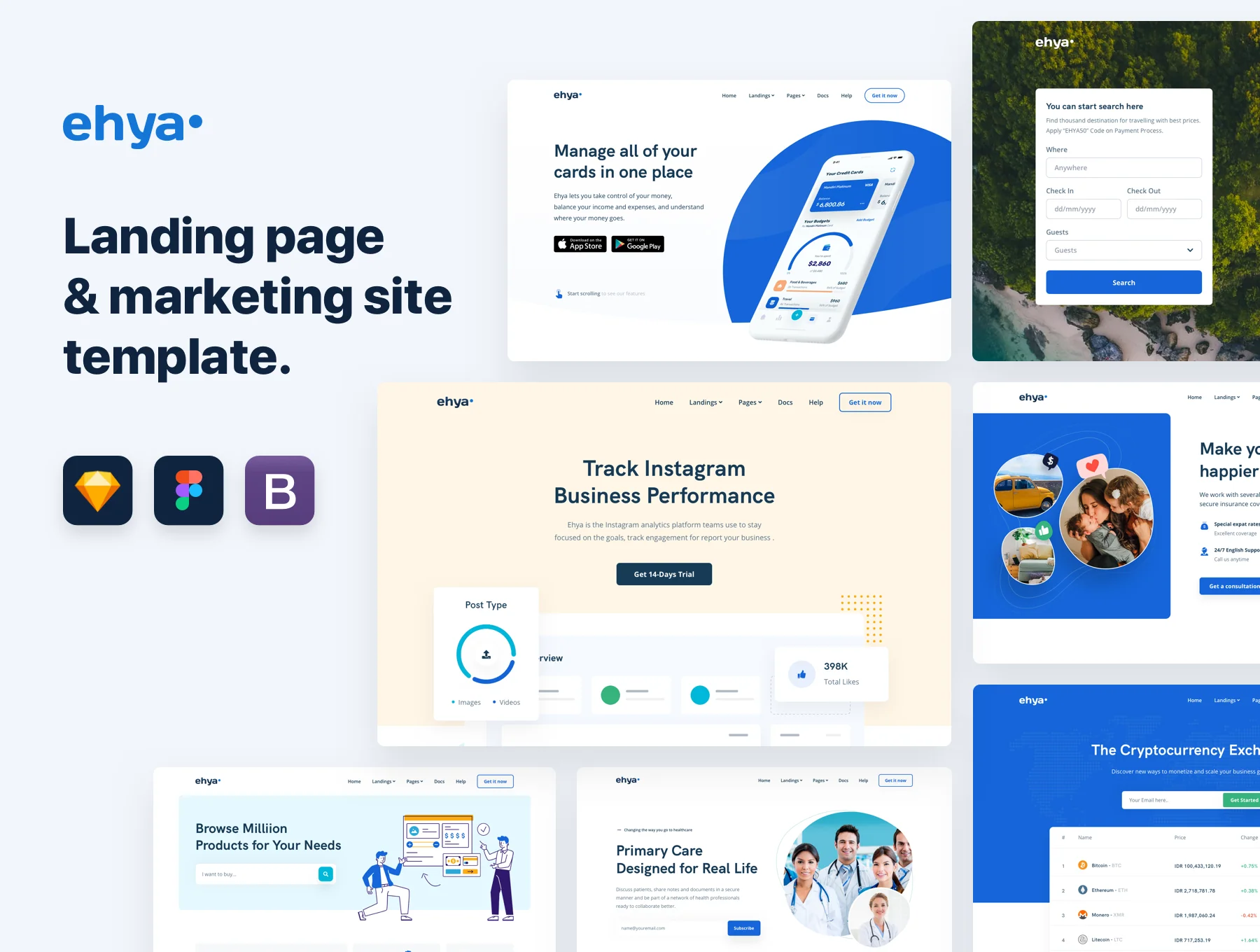 Ehya 60 Landing Pages Design & HTML/CSS Template