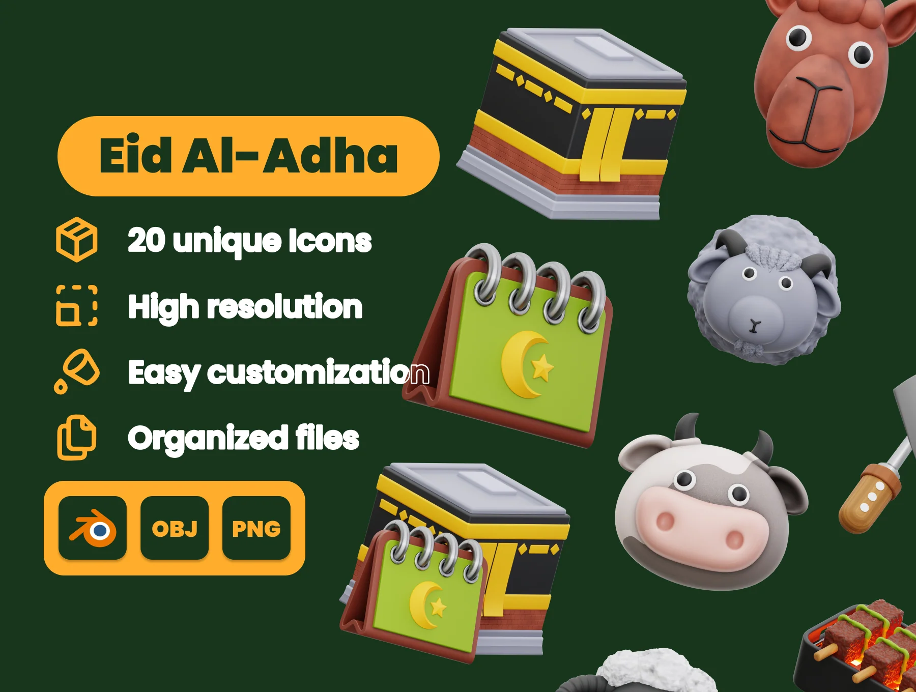 Eid Al-Adha 3D Illustration Pack